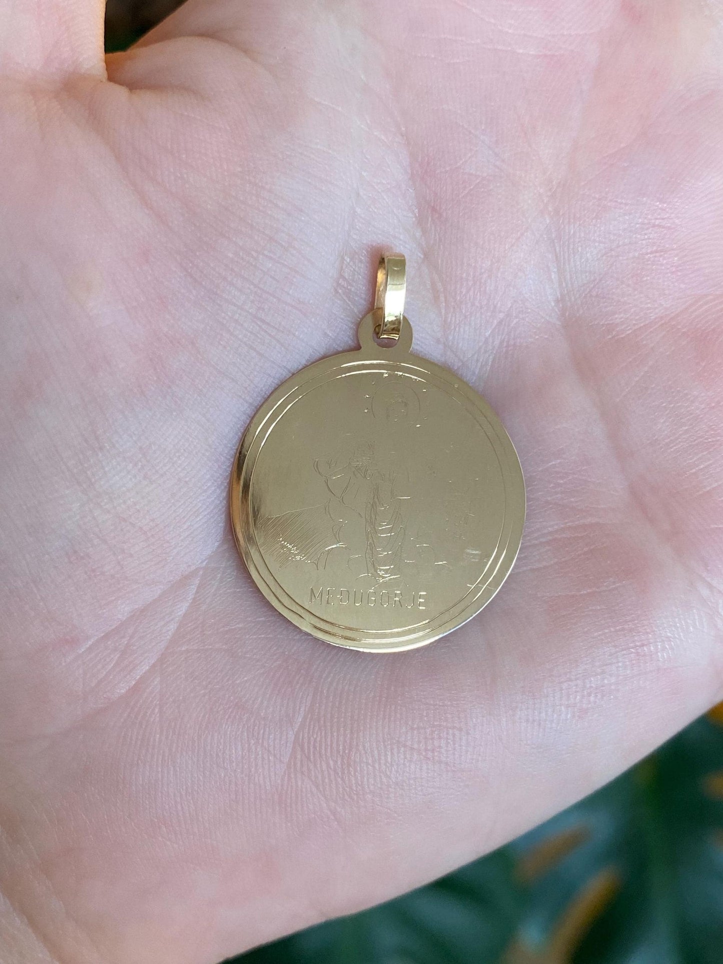 Vintage Solid 14k Yellow Gold Medugorje Religious Charm