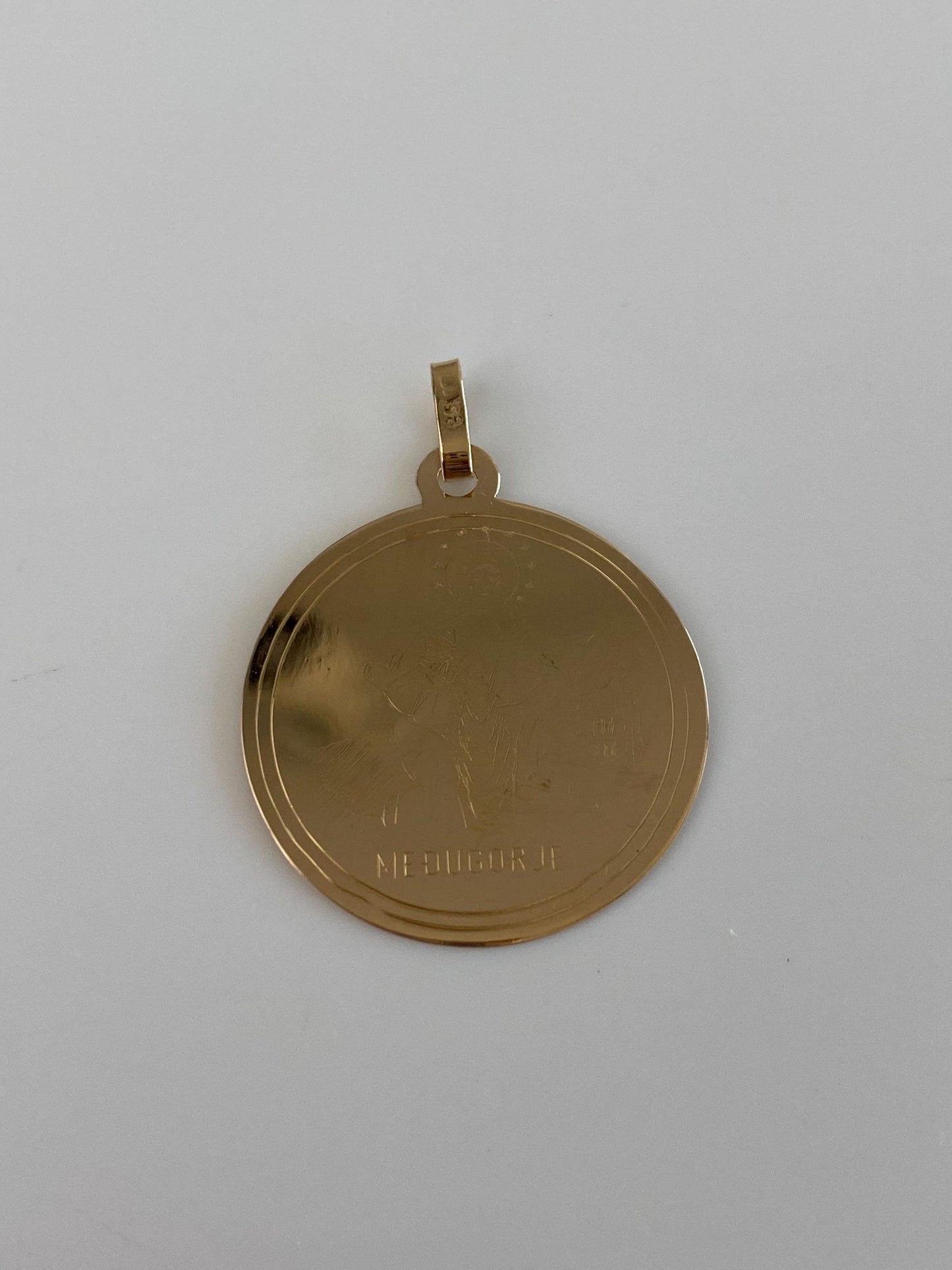 Vintage Solid 14k Yellow Gold Medugorje Religious Charm