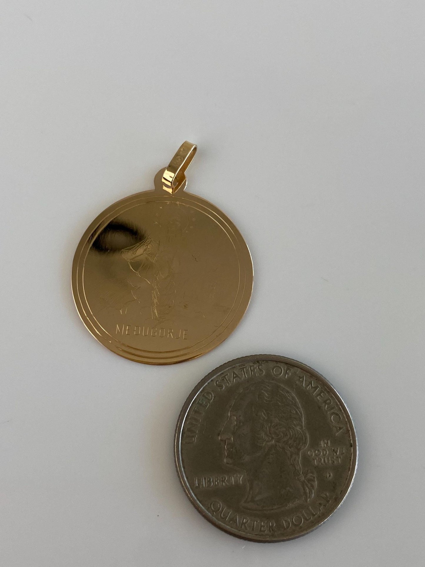 Vintage Solid 14k Yellow Gold Medugorje Religious Charm