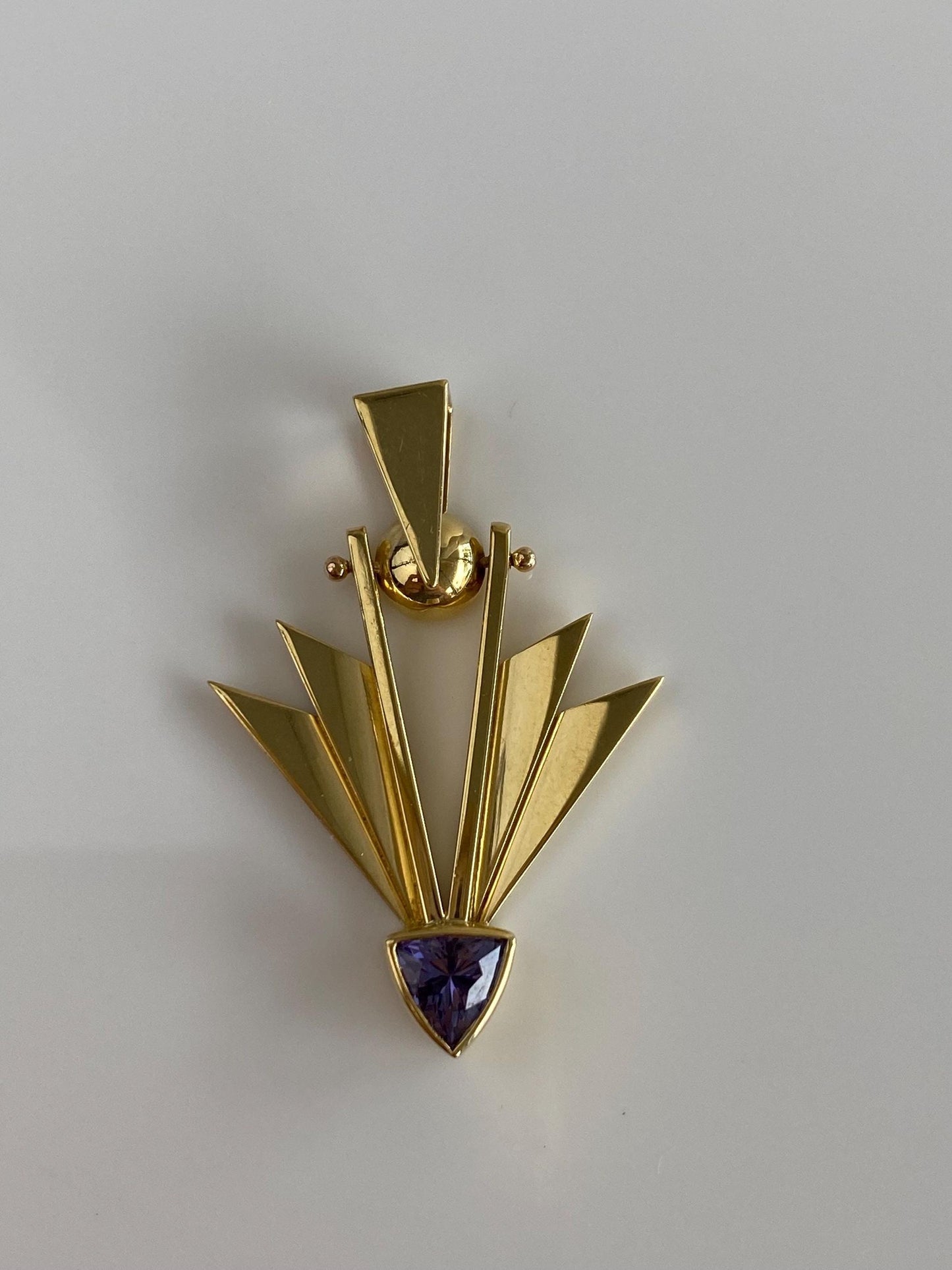 Solid 18k Yellow Gold Deco Design Tanzanite Charm