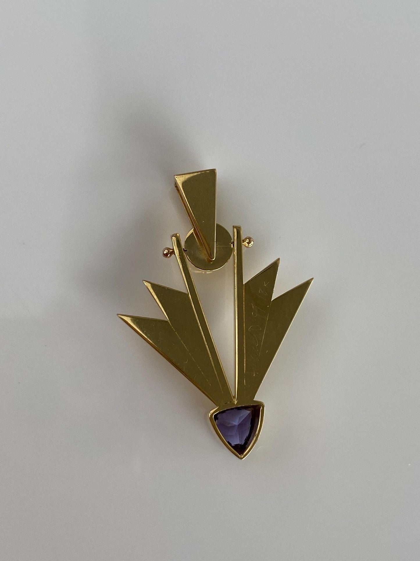 Solid 18k Yellow Gold Deco Design Tanzanite Charm