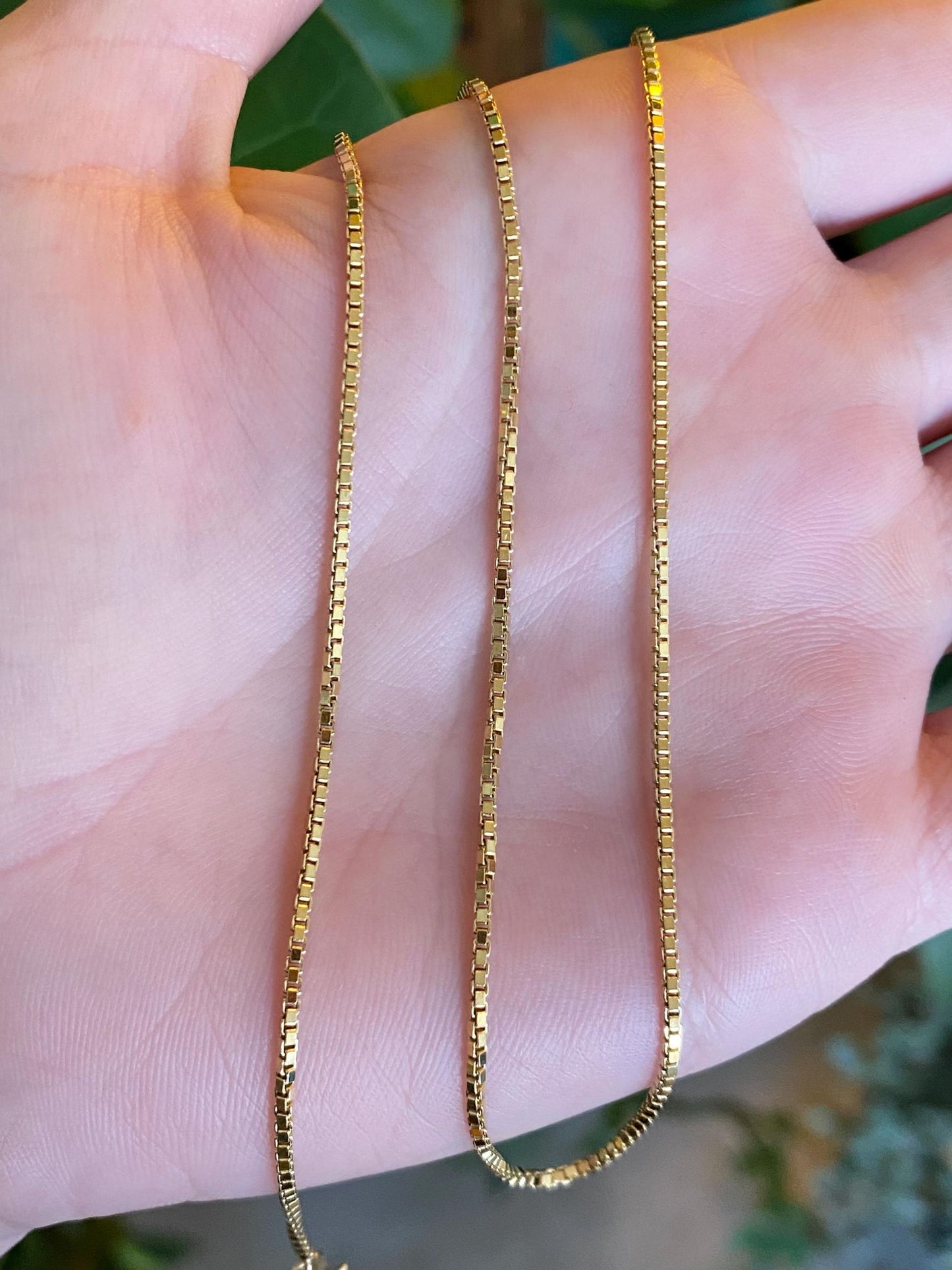 Vintage Solid 14k Yellow Gold Box Chain Necklace - 16.25 inches