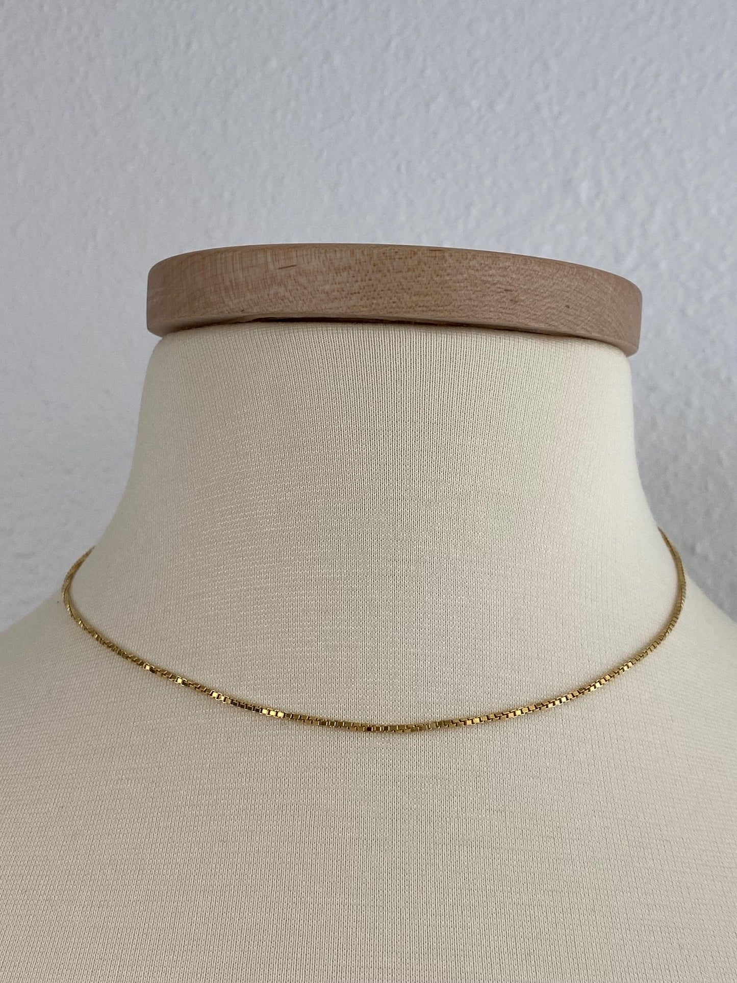 Vintage Solid 14k Yellow Gold Box Chain Necklace - 16.25 inches