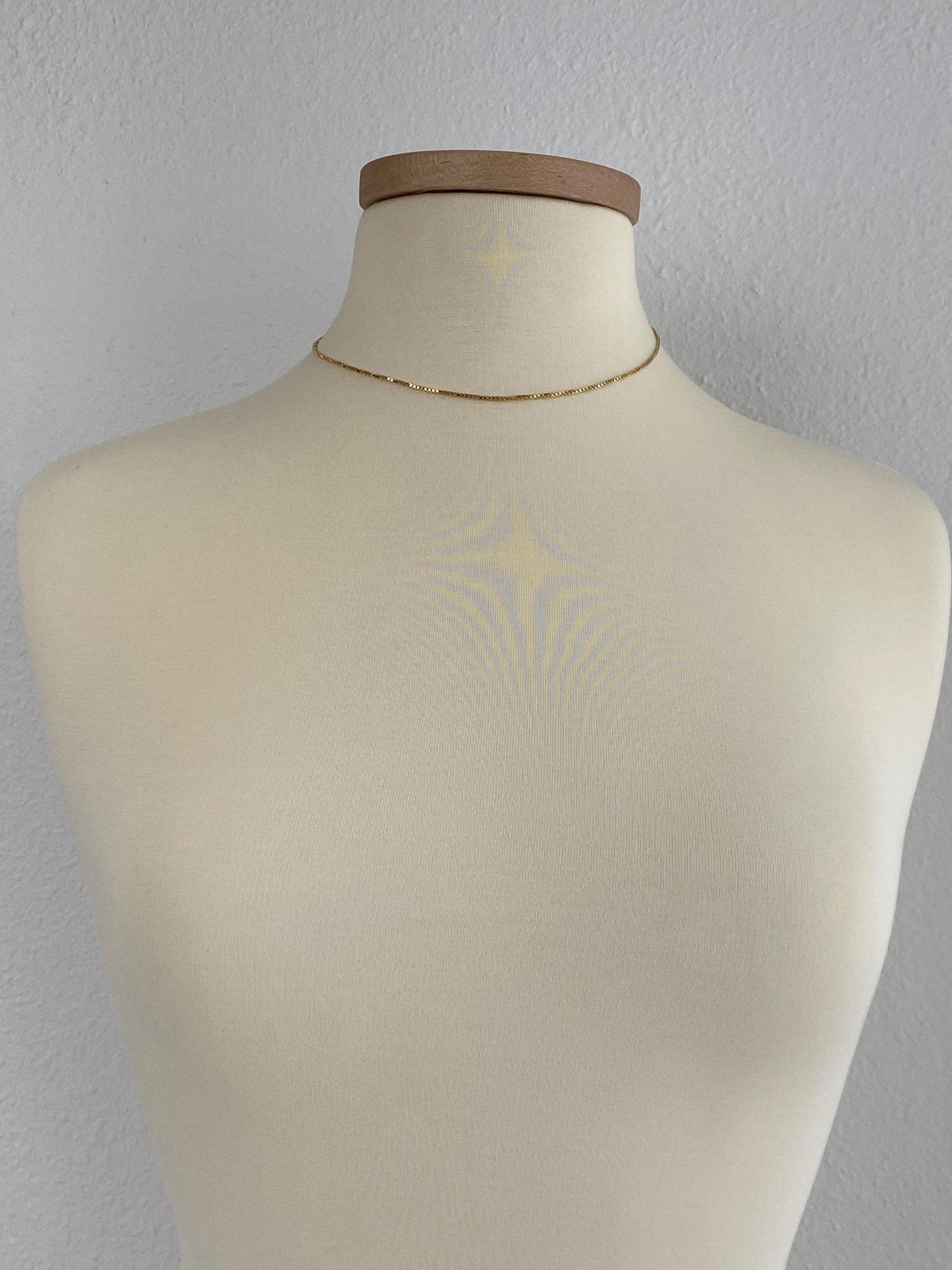 Vintage Solid 14k Yellow Gold Box Chain Necklace - 16.25 inches