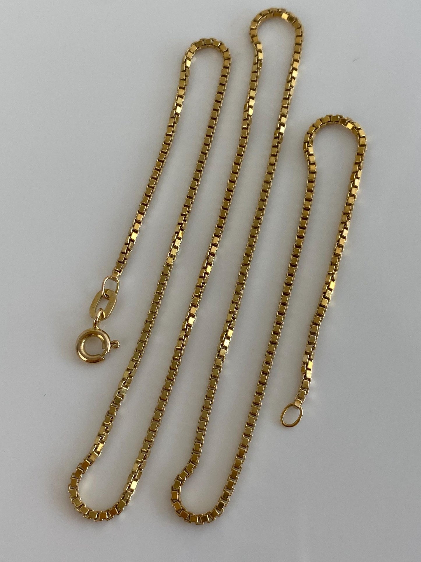 Vintage Solid 14k Yellow Gold Box Chain Necklace - 16.25 inches