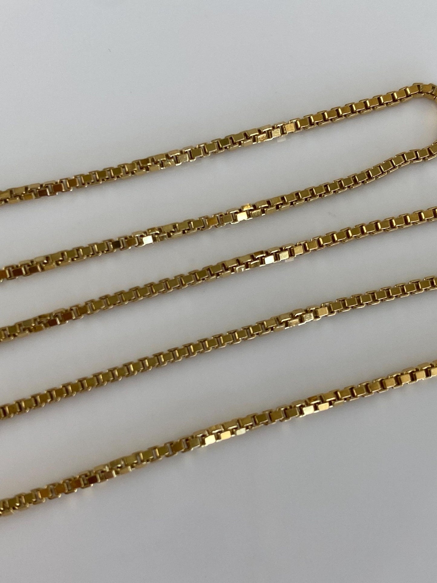 Vintage Solid 14k Yellow Gold Box Chain Necklace - 16.25 inches
