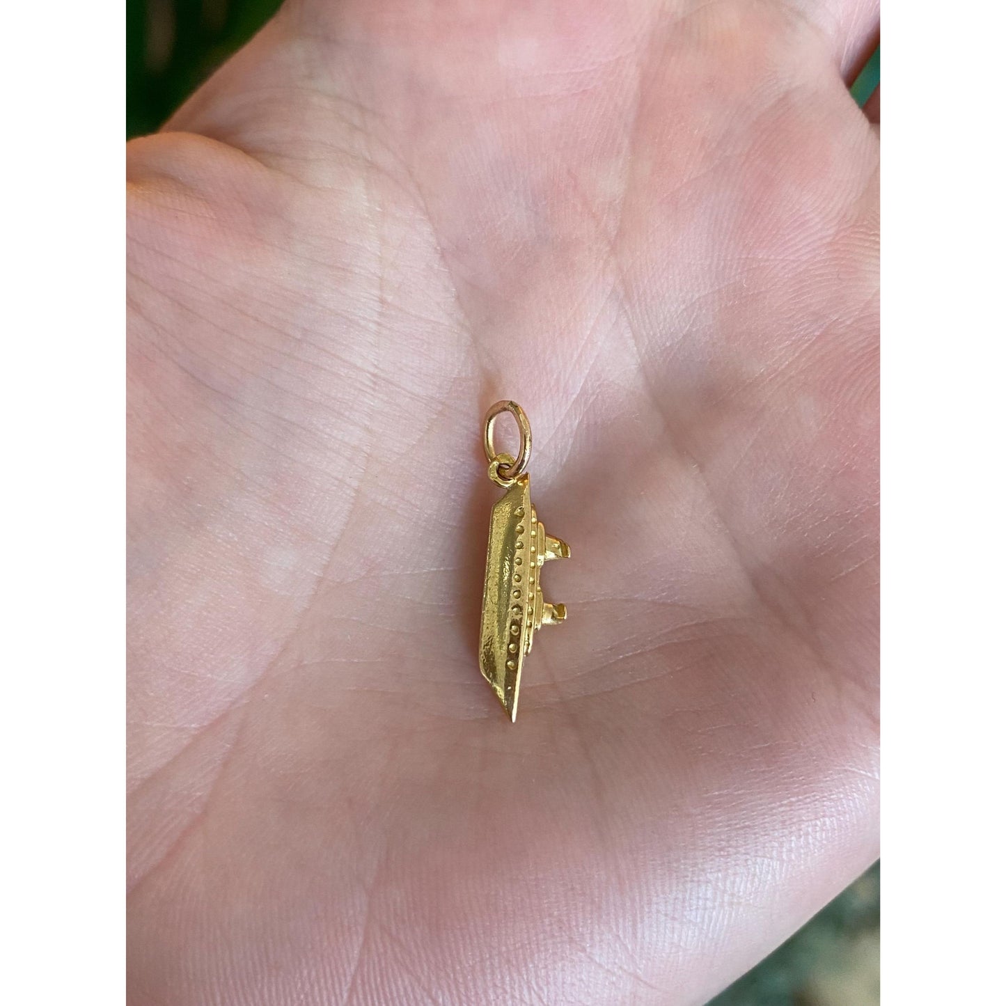 Vintage Solid 18k Yellow Gold France Ship Charm