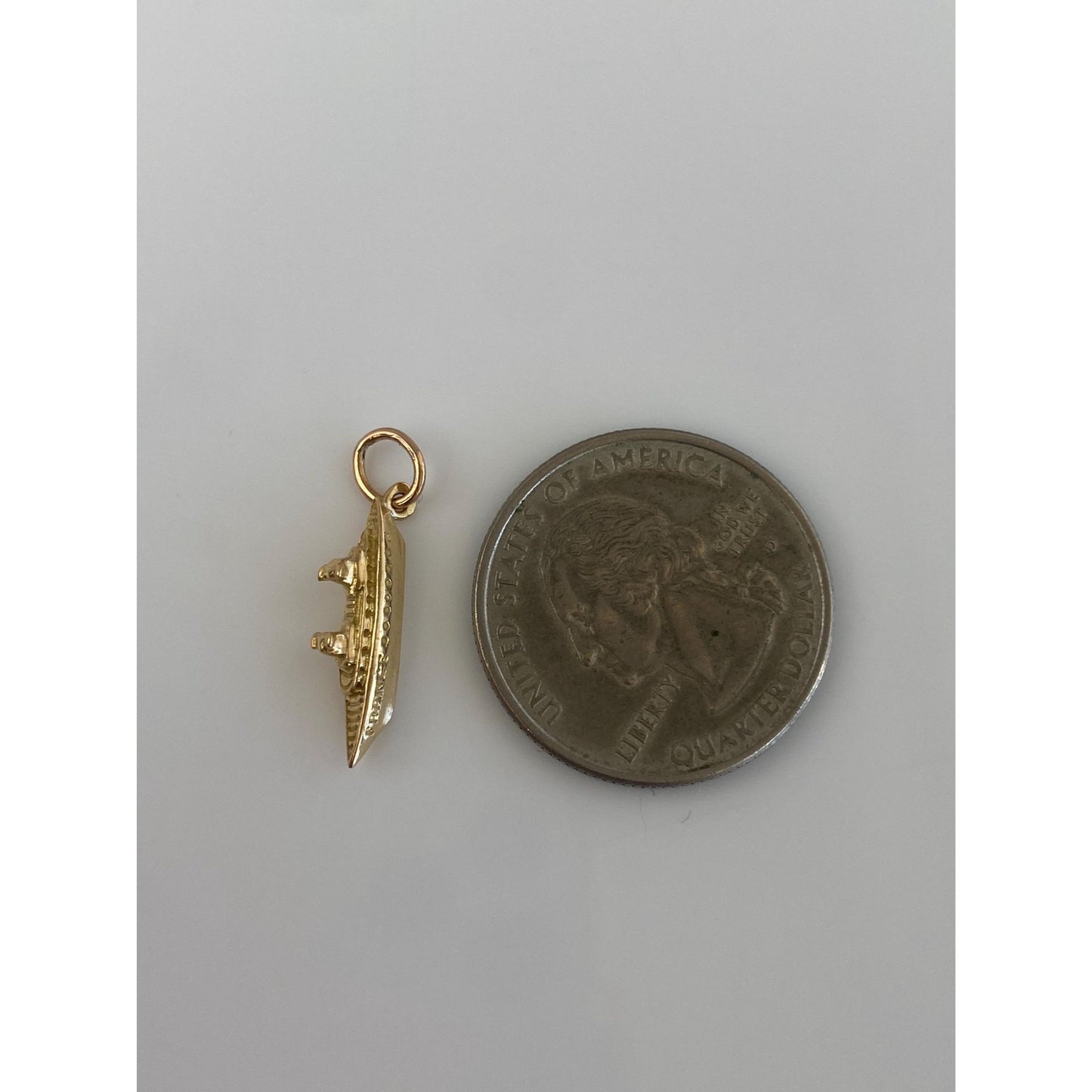 Vintage Solid 18k Yellow Gold France Ship Charm