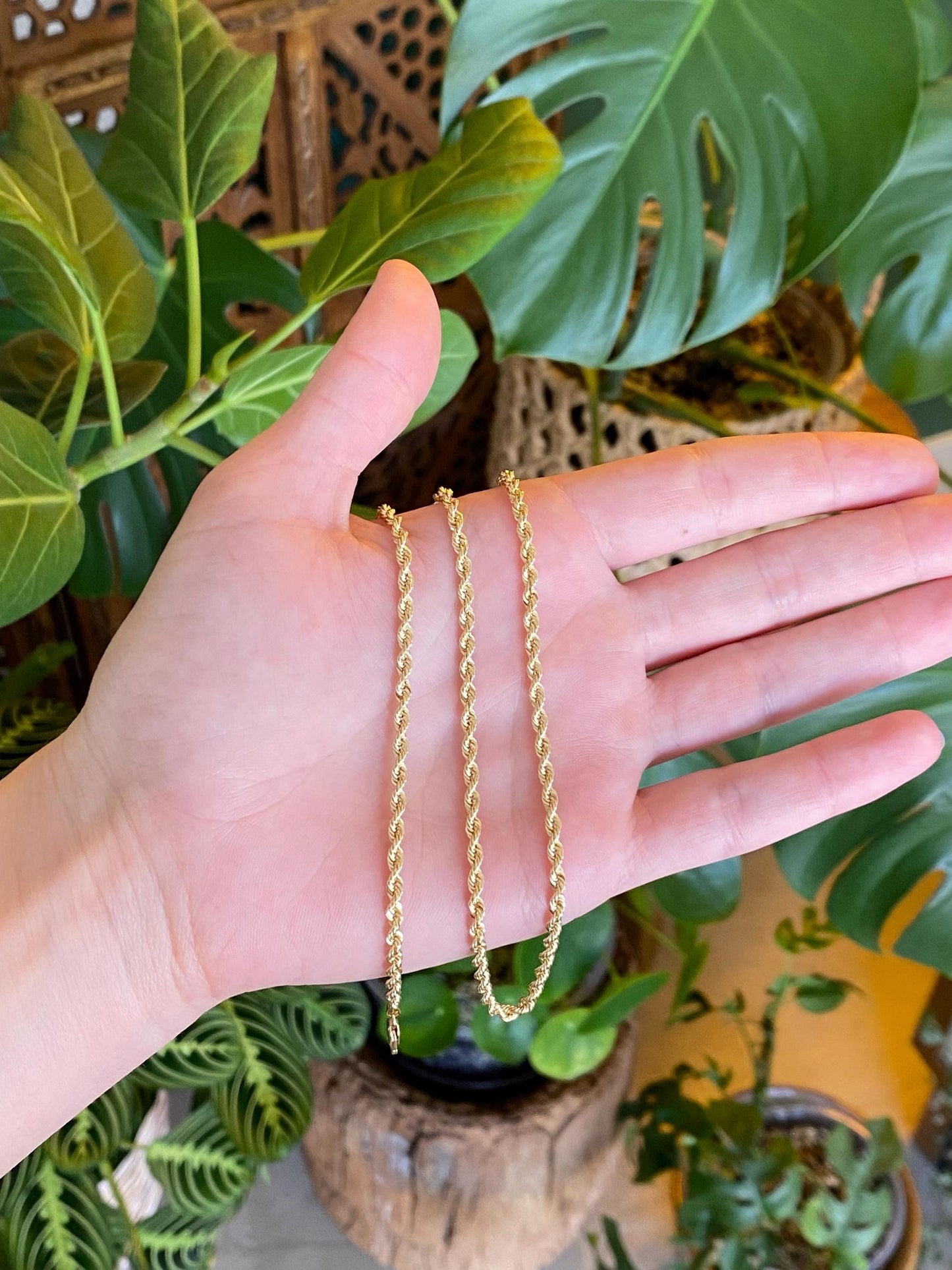 Vintage 14k Yellow Gold Rope Chain Necklace - 20 inches