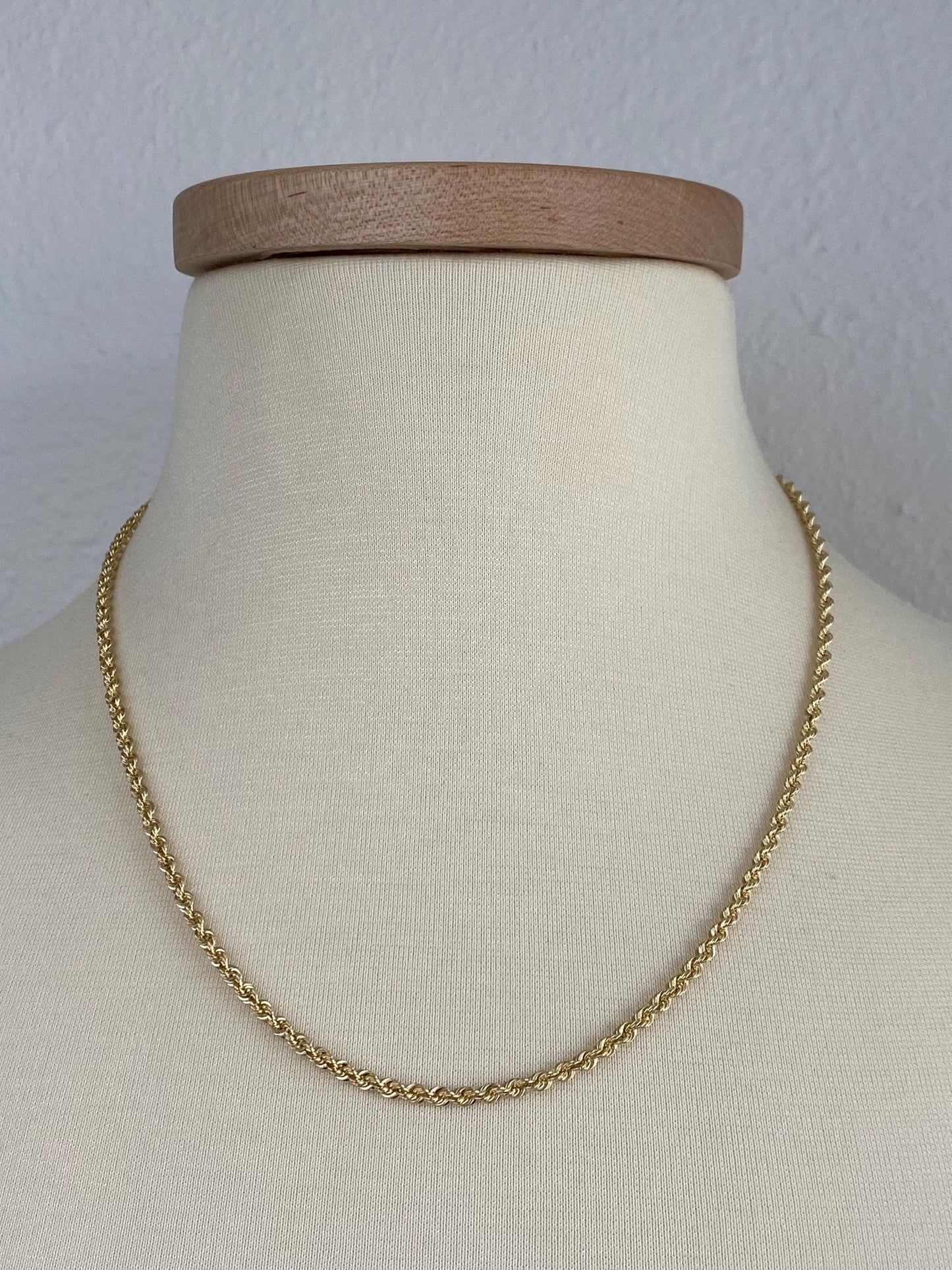 Vintage 14k Yellow Gold Rope Chain Necklace - 20 inches