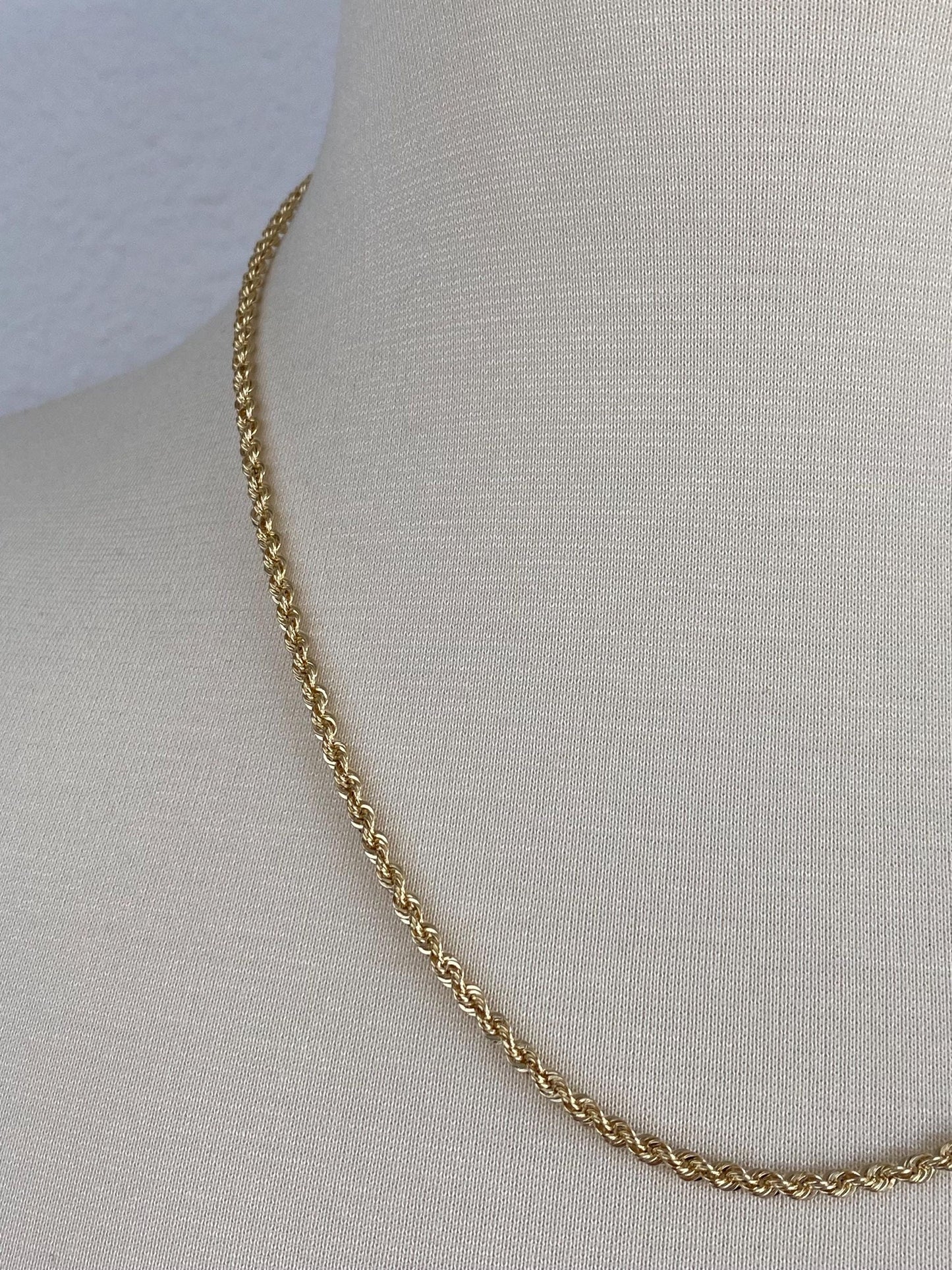 Vintage 14k Yellow Gold Rope Chain Necklace - 20 inches