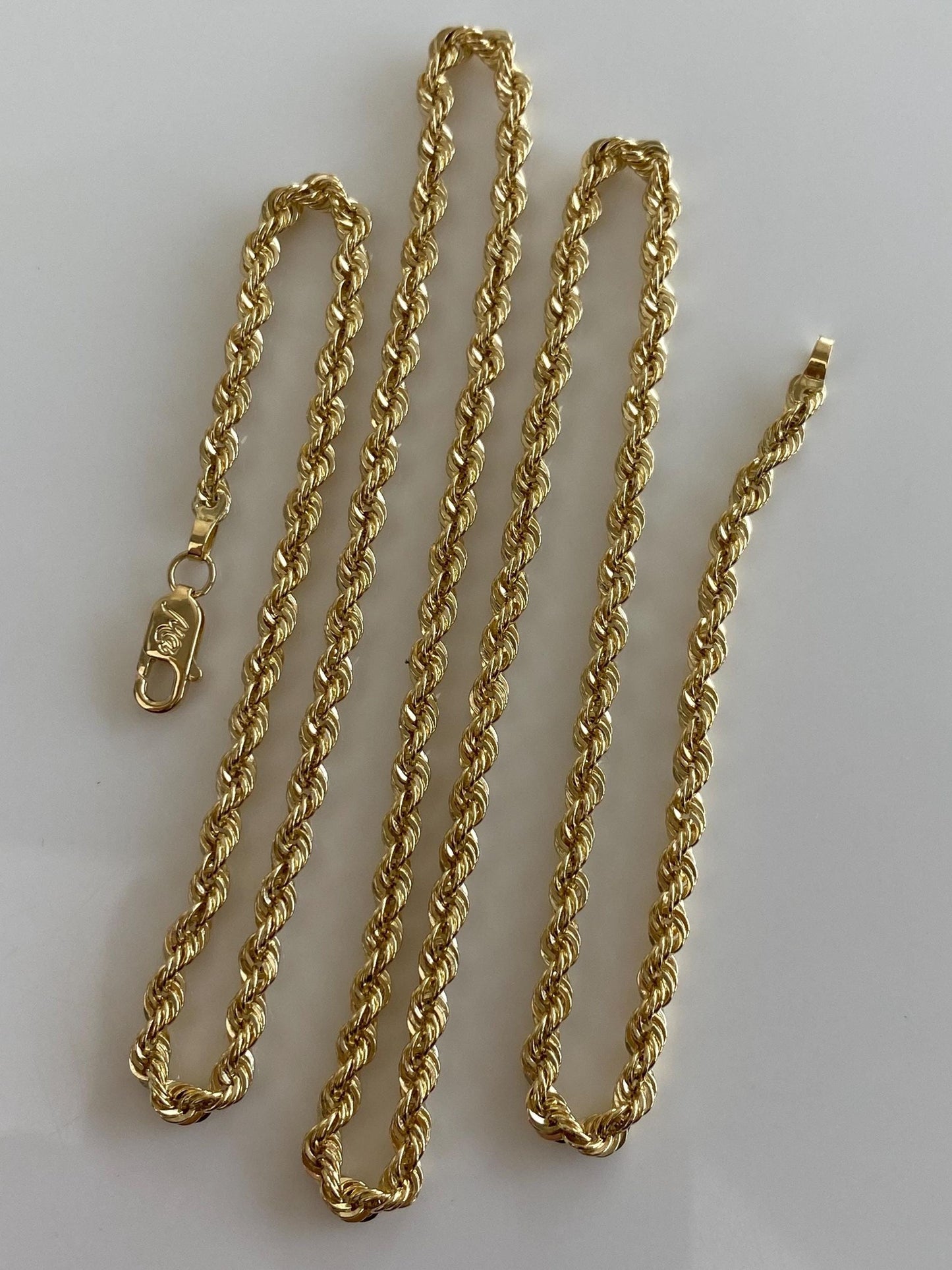 Vintage 14k Yellow Gold Rope Chain Necklace - 20 inches