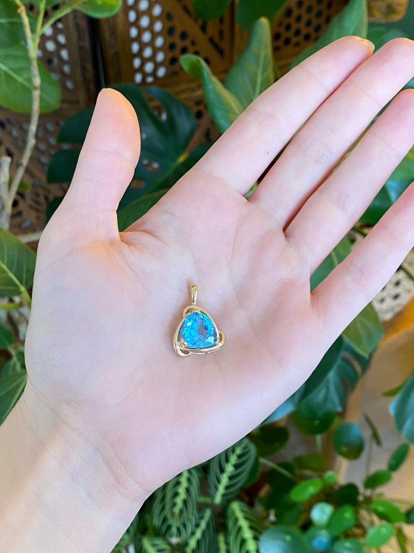 Solid 14k Yellow Gold Topaz Charm