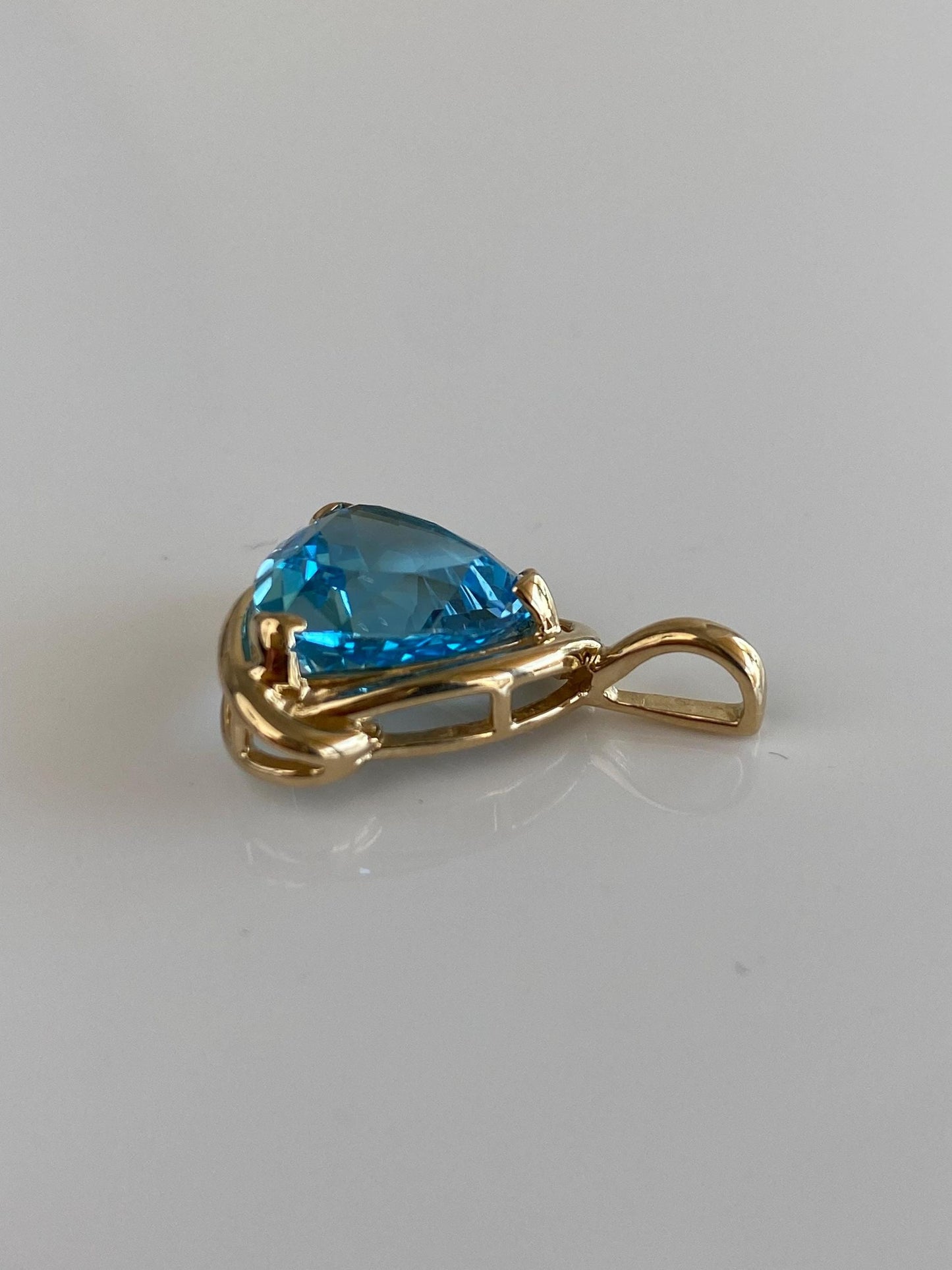 Solid 14k Yellow Gold Topaz Charm