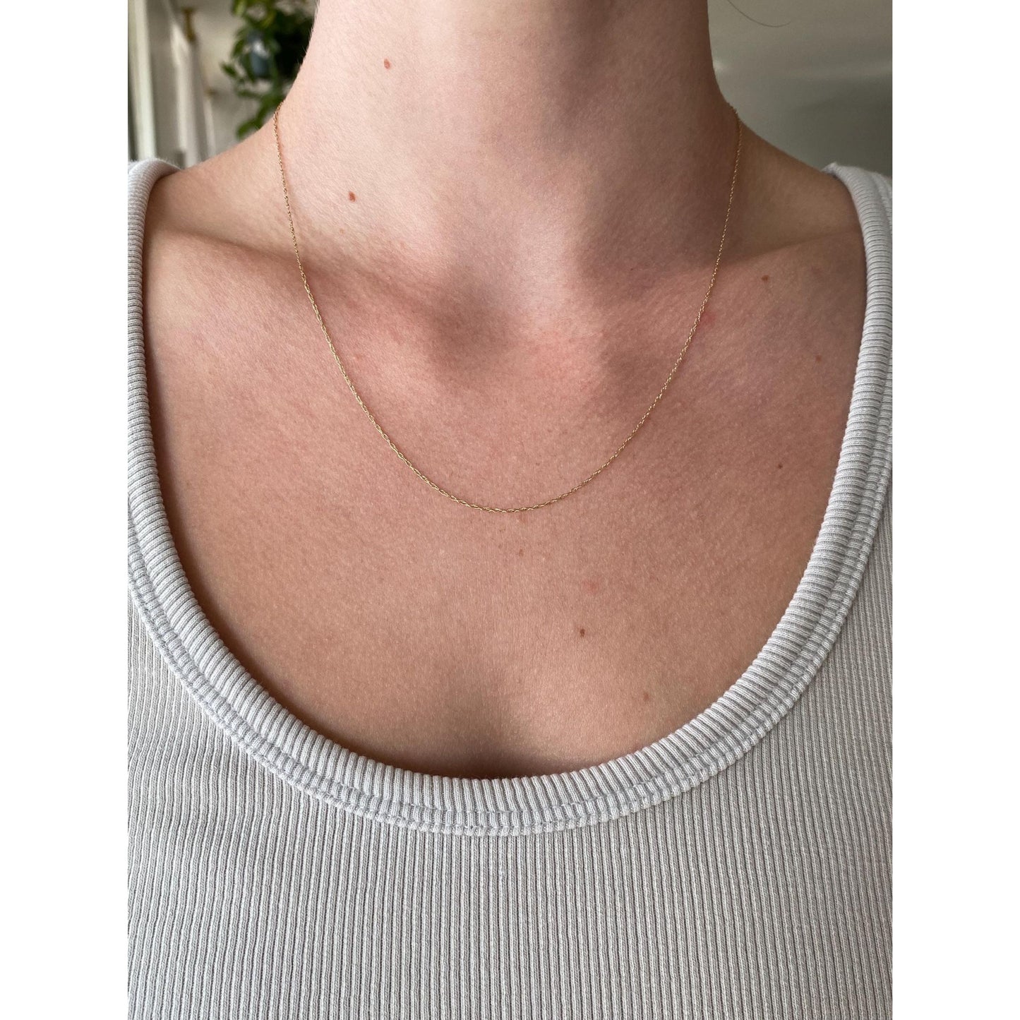 Vintage Solid 10k Yellow Gold Dainty Chain Necklace - 19 inches