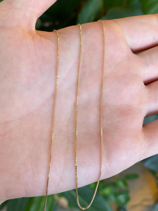 Vintage Solid 14k Yellow Gold Box Chain Necklace - 17.5 inches