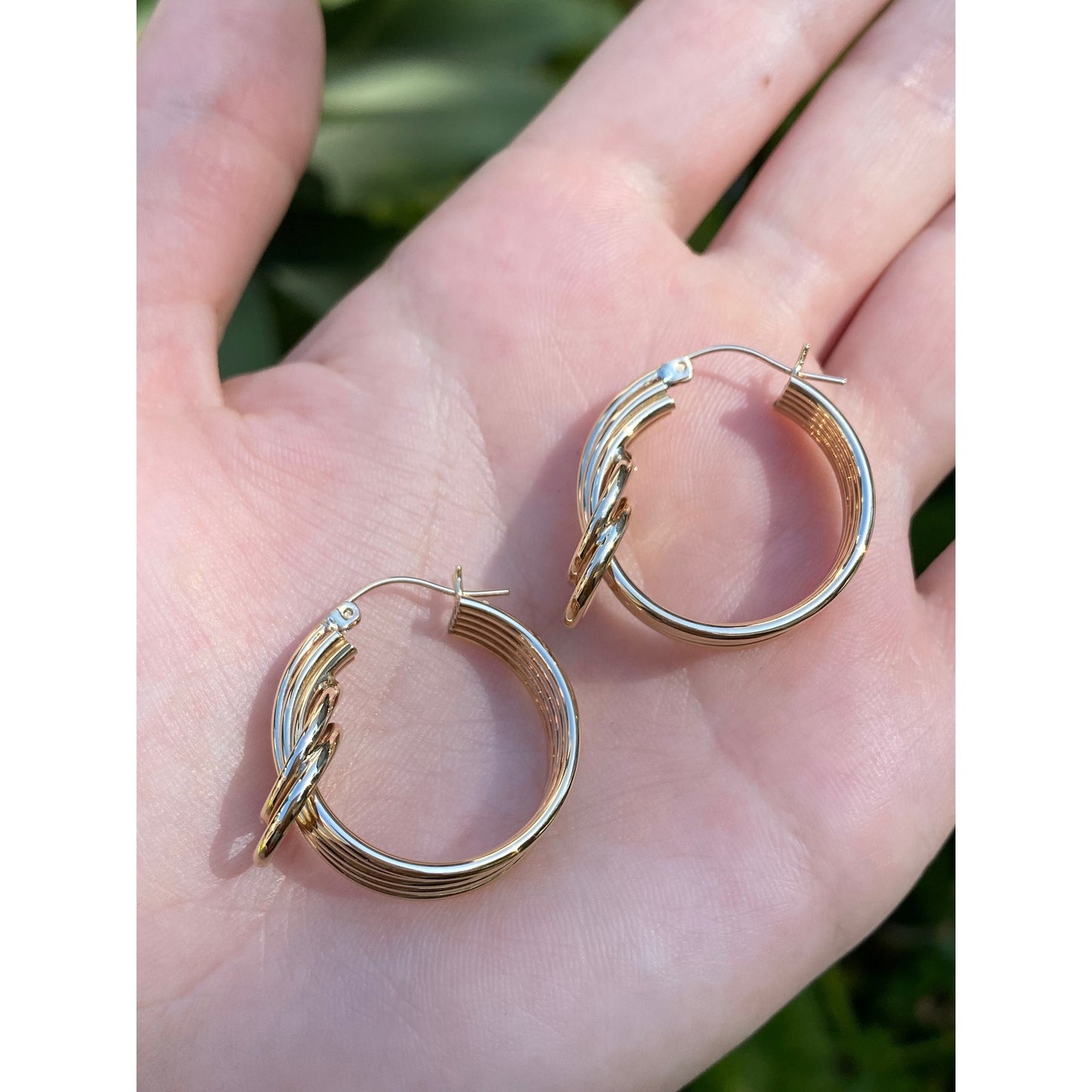 Vintage 14k Yellow Gold Layered Circle Hoop Earrings