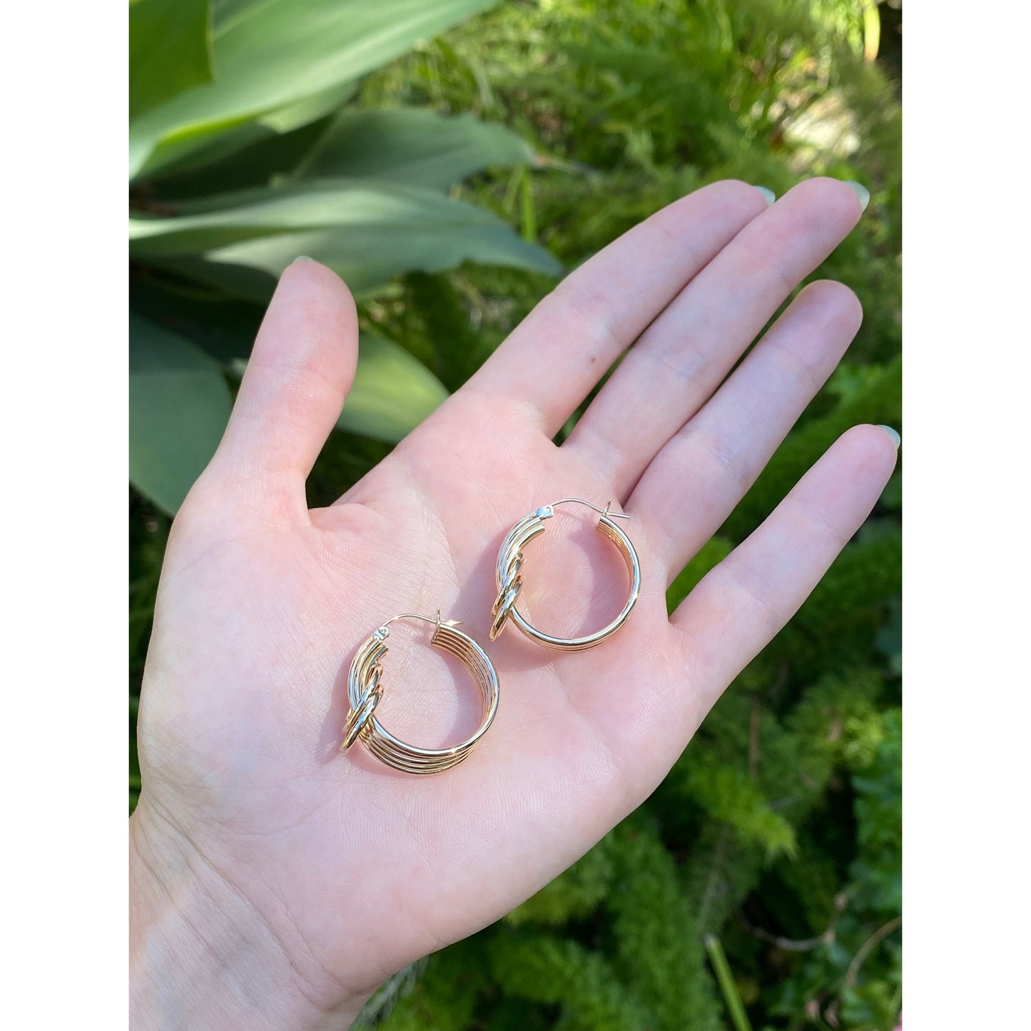 Vintage 14k Yellow Gold Layered Circle Hoop Earrings