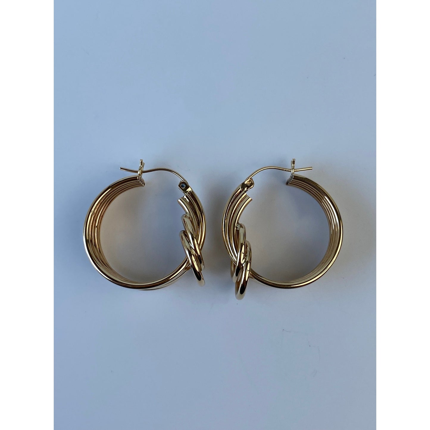 Vintage 14k Yellow Gold Layered Circle Hoop Earrings