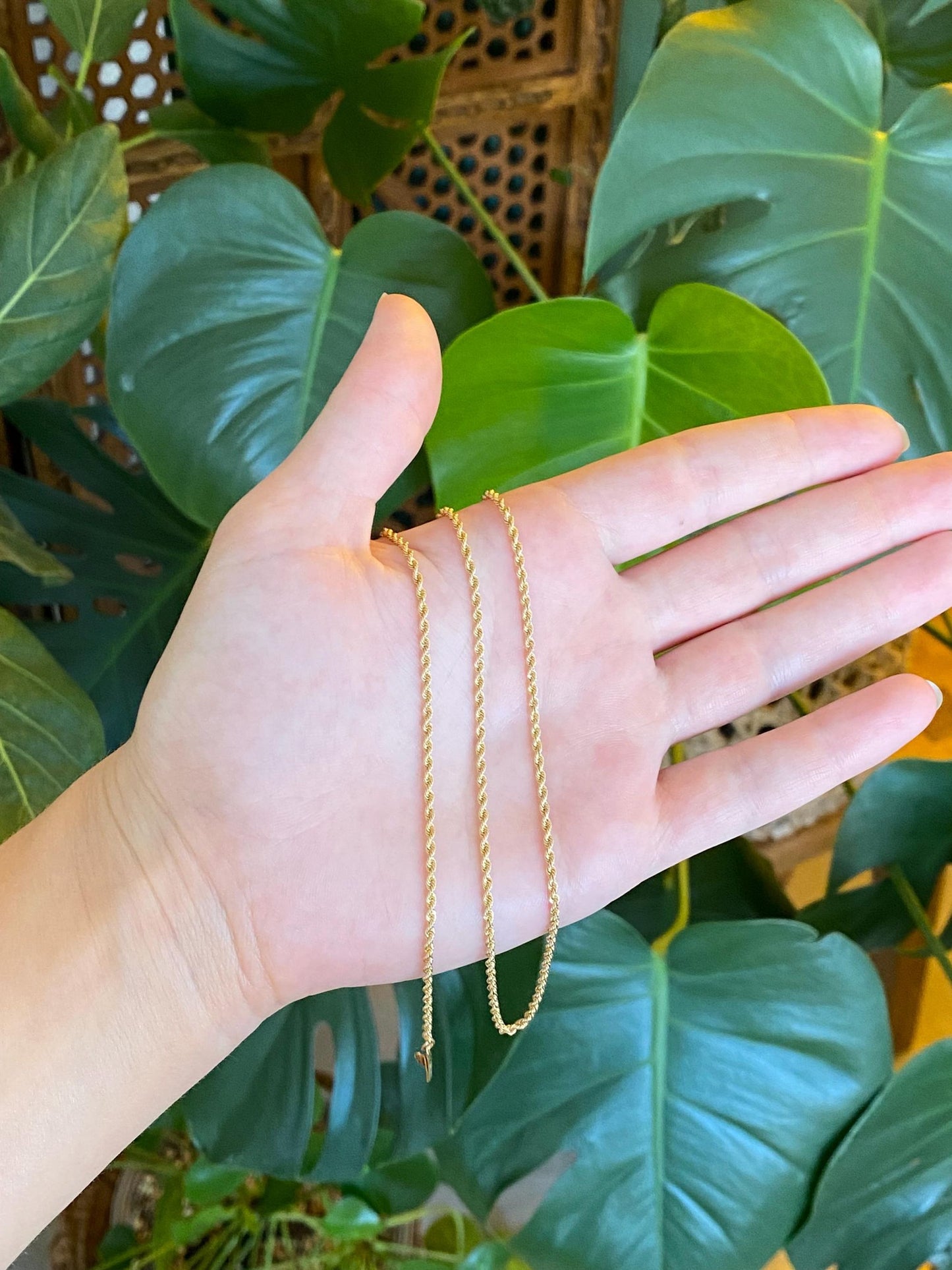 Vintage Solid 14k Yellow Gold Rope Chain Necklace - 21.25 inches