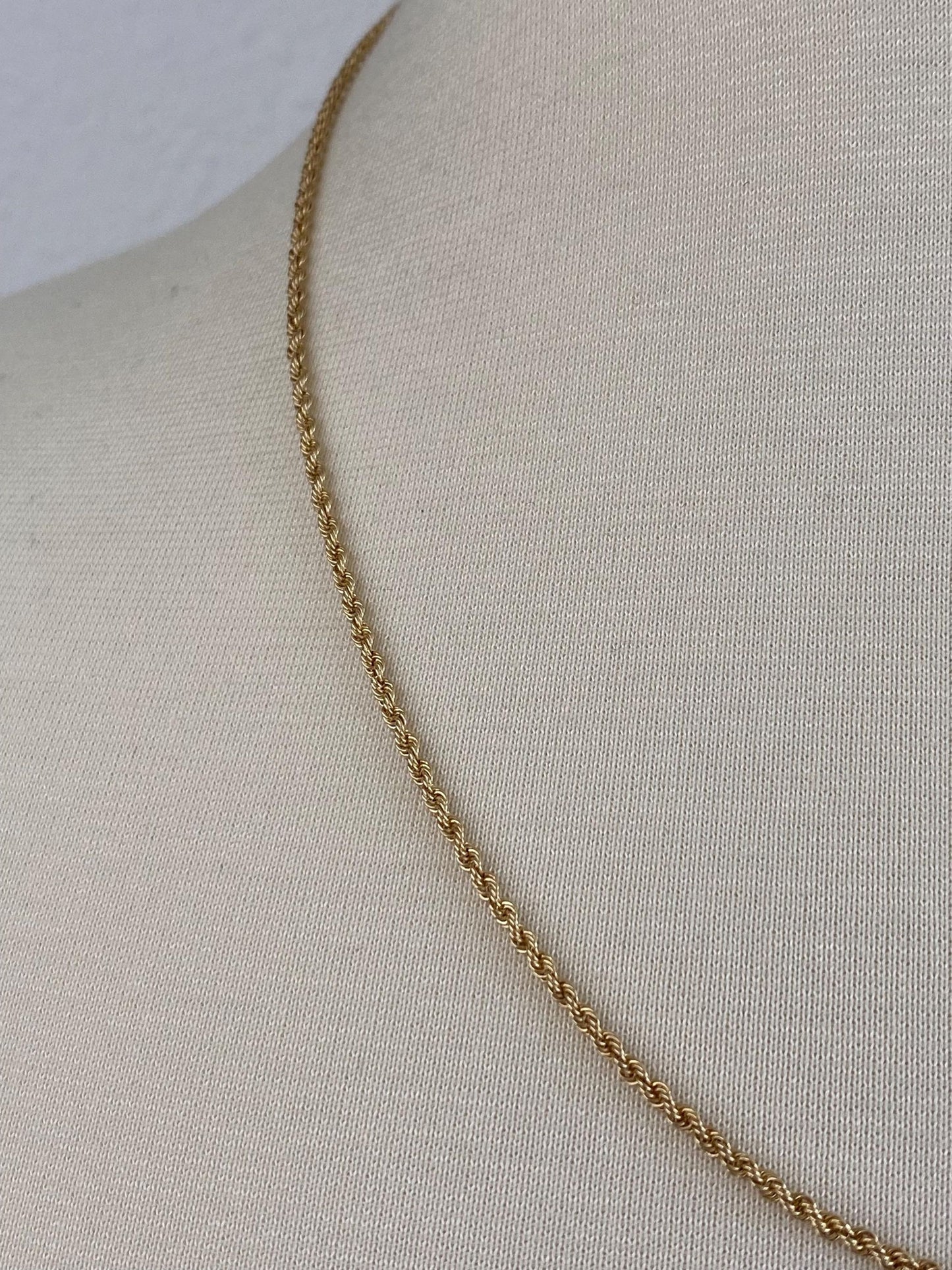 Vintage Solid 14k Yellow Gold Rope Chain Necklace - 21.25 inches