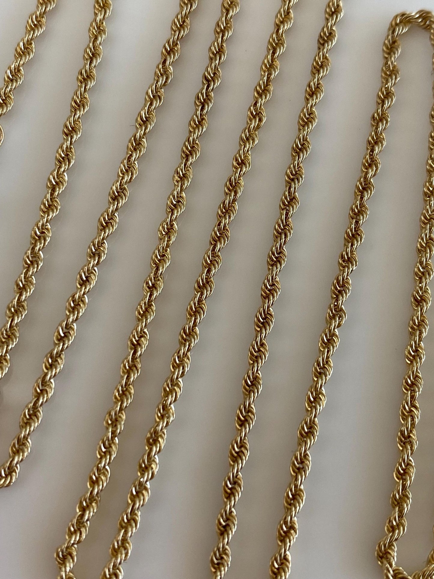 Vintage Solid 14k Yellow Gold Rope Chain Necklace - 21.25 inches