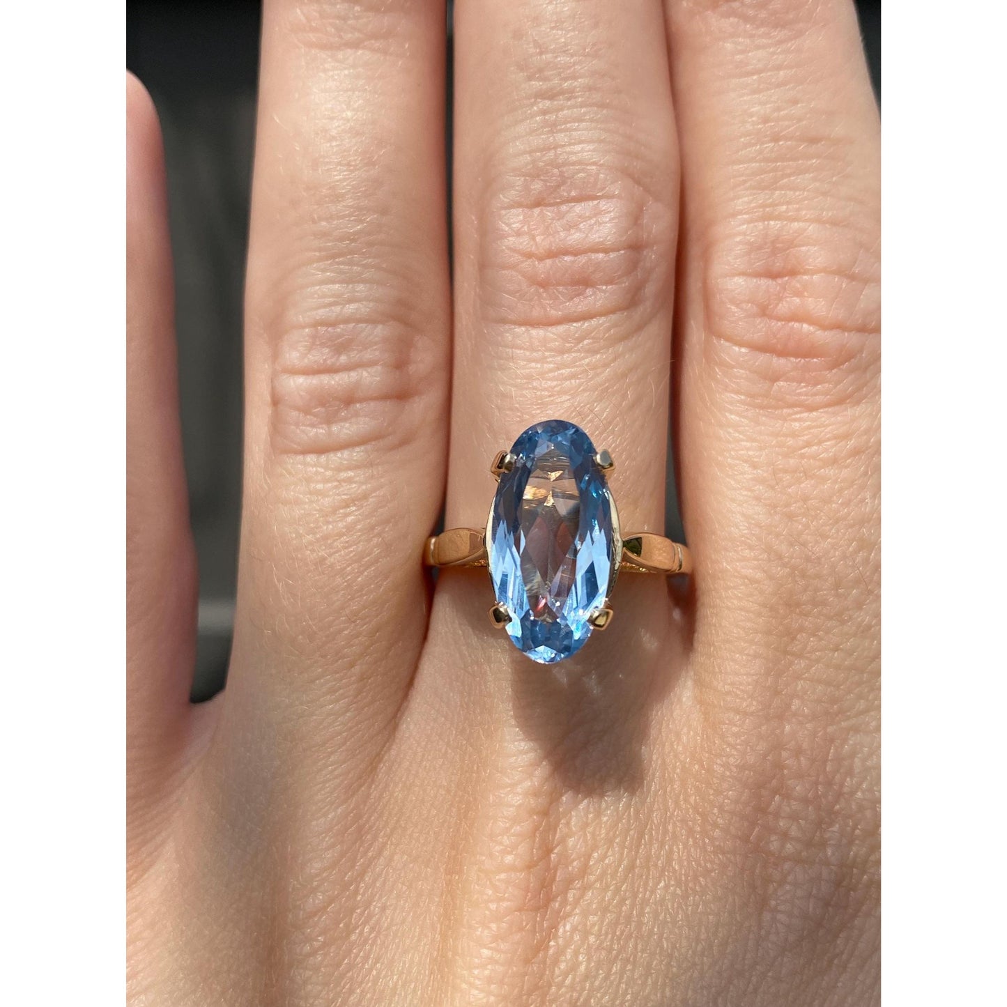 Vintage Solid 14k Yellow Gold Topaz Ring - Size 8