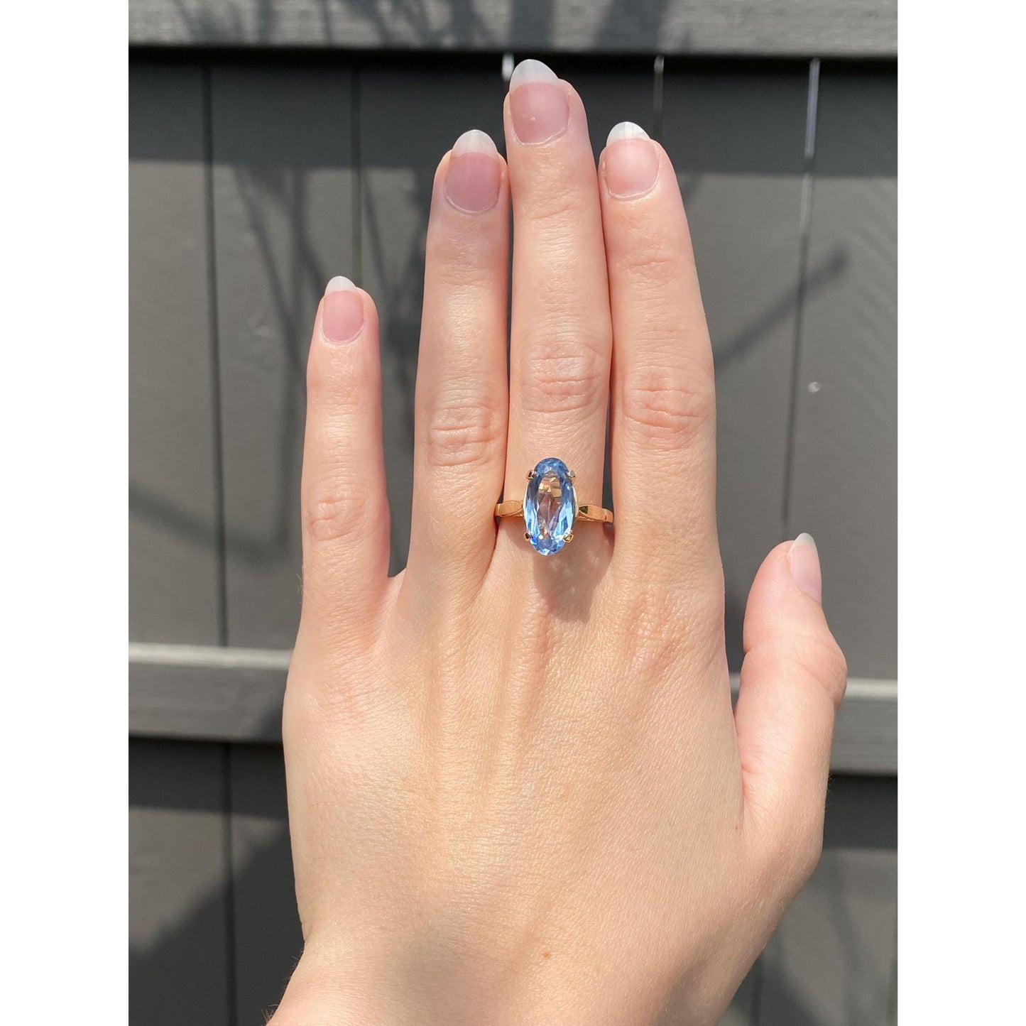 Vintage Solid 14k Yellow Gold Topaz Ring - Size 8