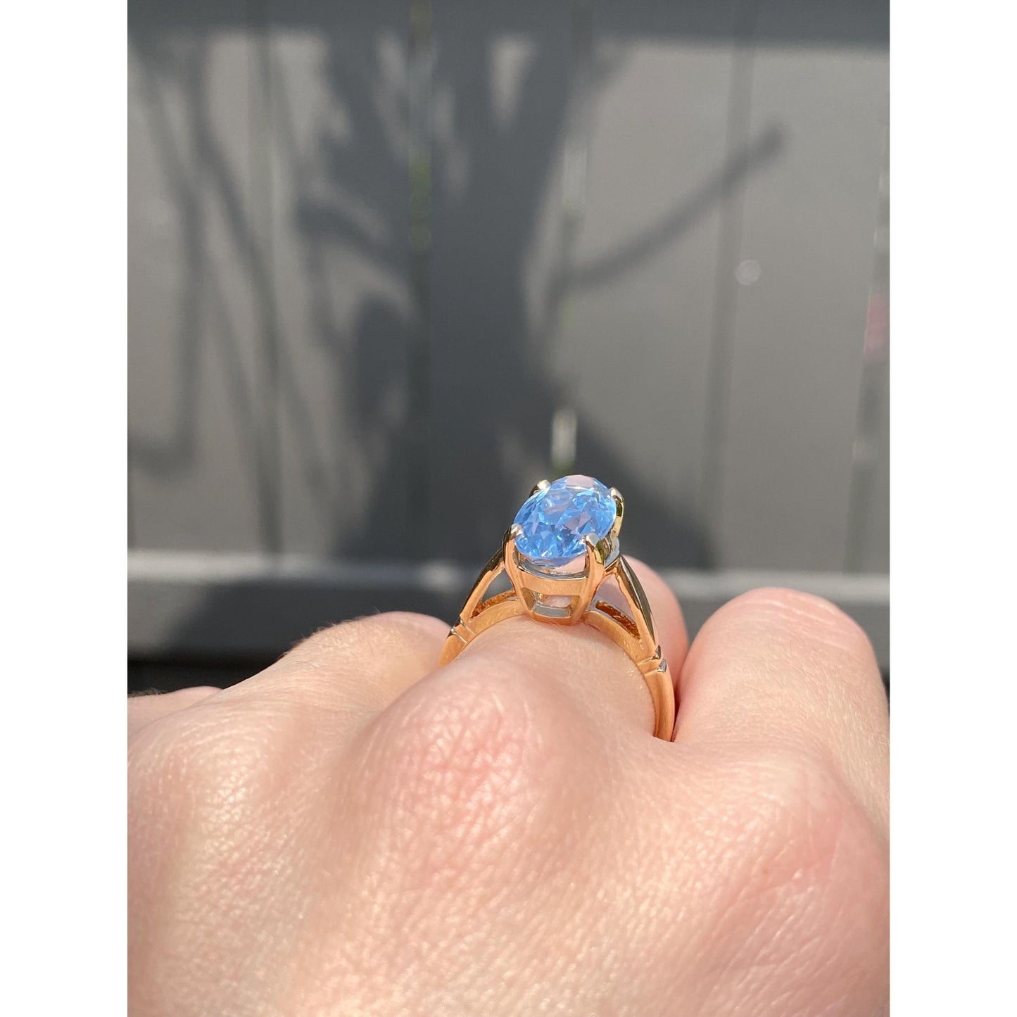 Vintage Solid 14k Yellow Gold Topaz Ring - Size 8