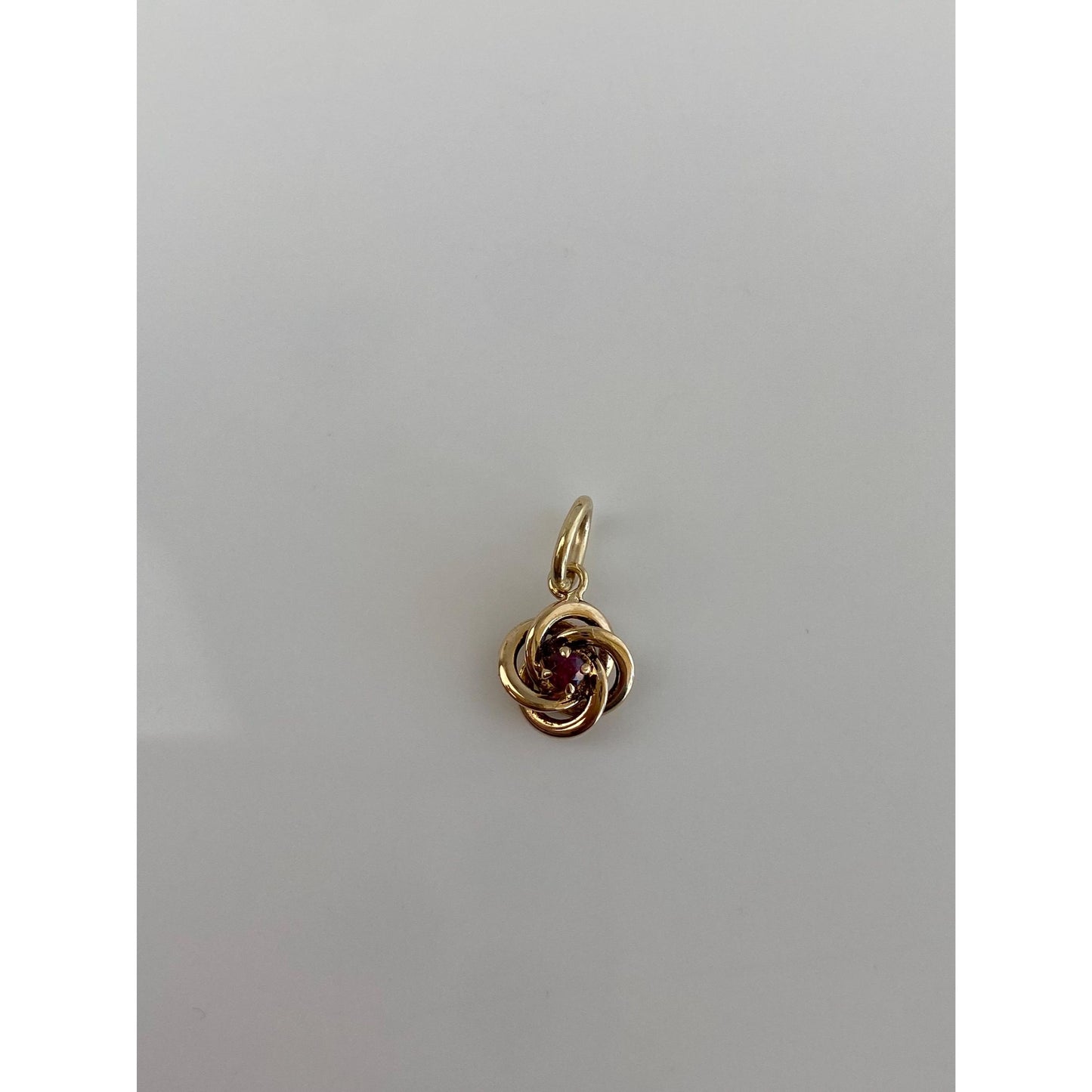 Vintage Solid 10k Yellow Gold Pink Spinel Knot Charm