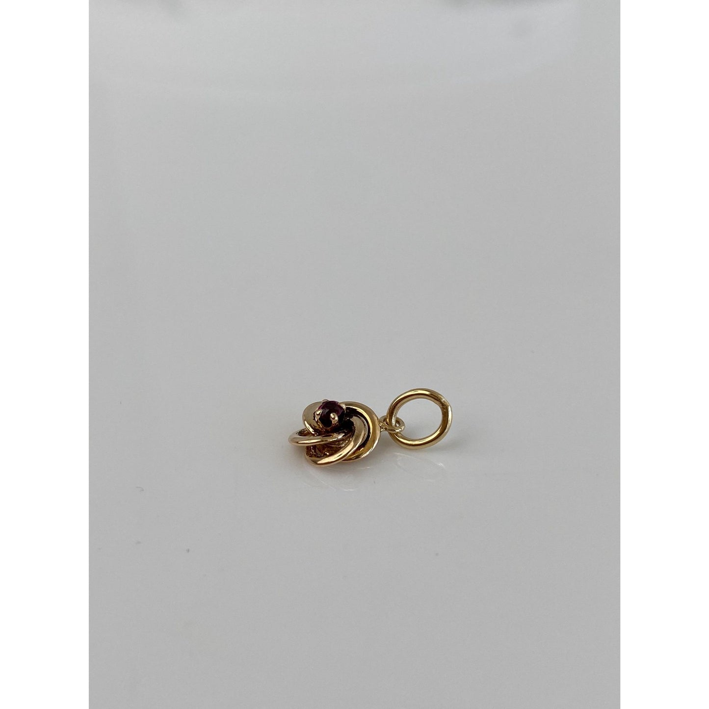 Vintage Solid 10k Yellow Gold Pink Spinel Knot Charm