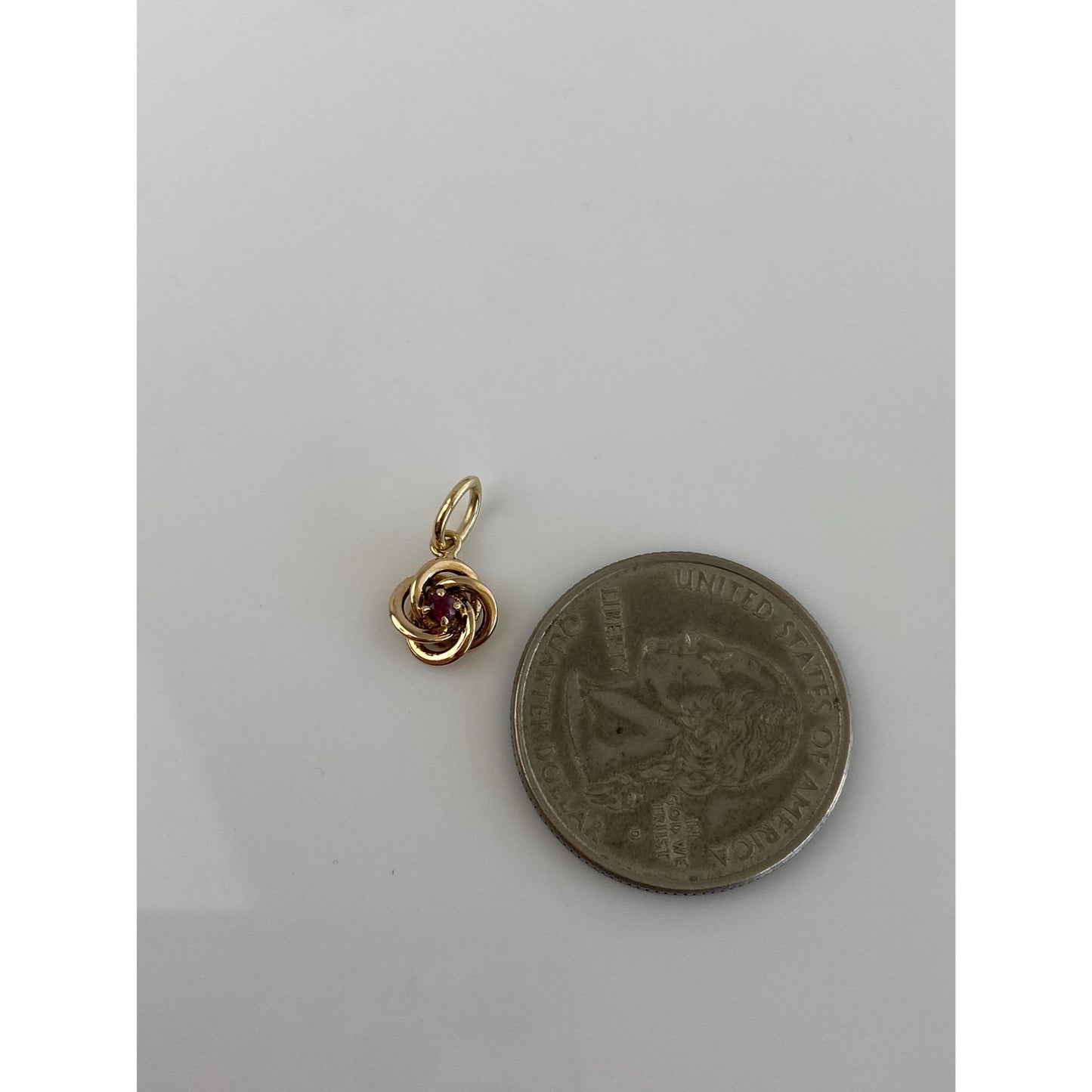 Vintage Solid 10k Yellow Gold Pink Spinel Knot Charm