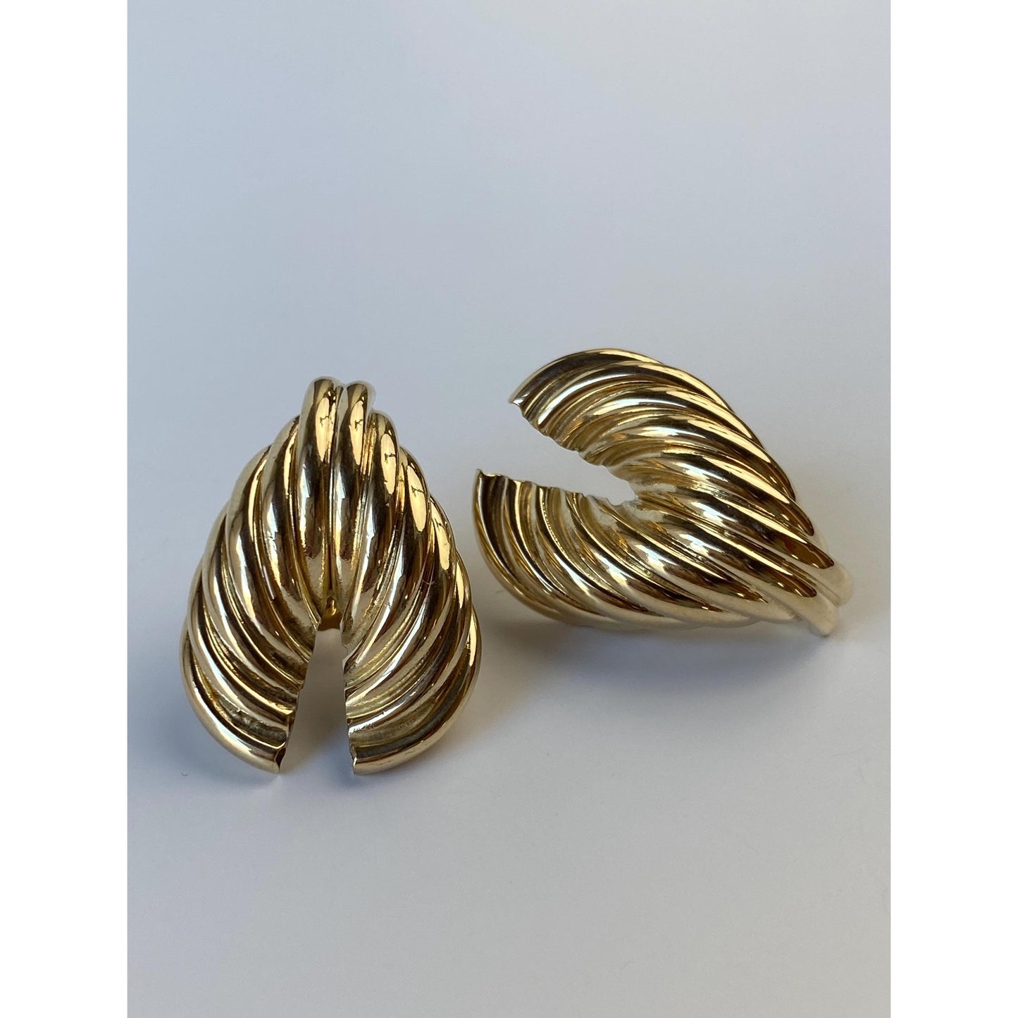 Vintage 14k Yellow Gold Layered V Stud Earrings