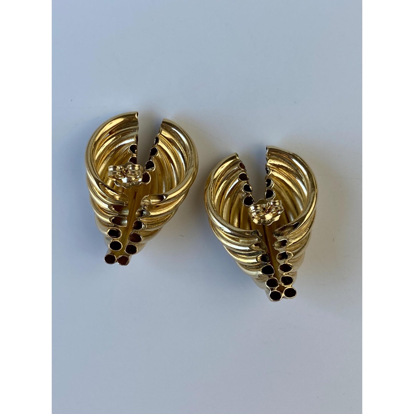Vintage 14k Yellow Gold Layered V Stud Earrings