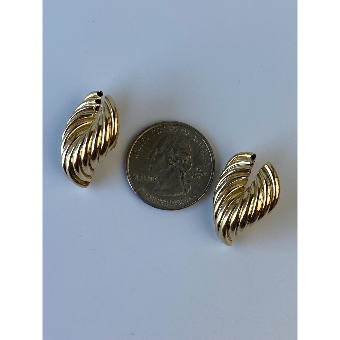 Vintage 14k Yellow Gold Layered V Stud Earrings