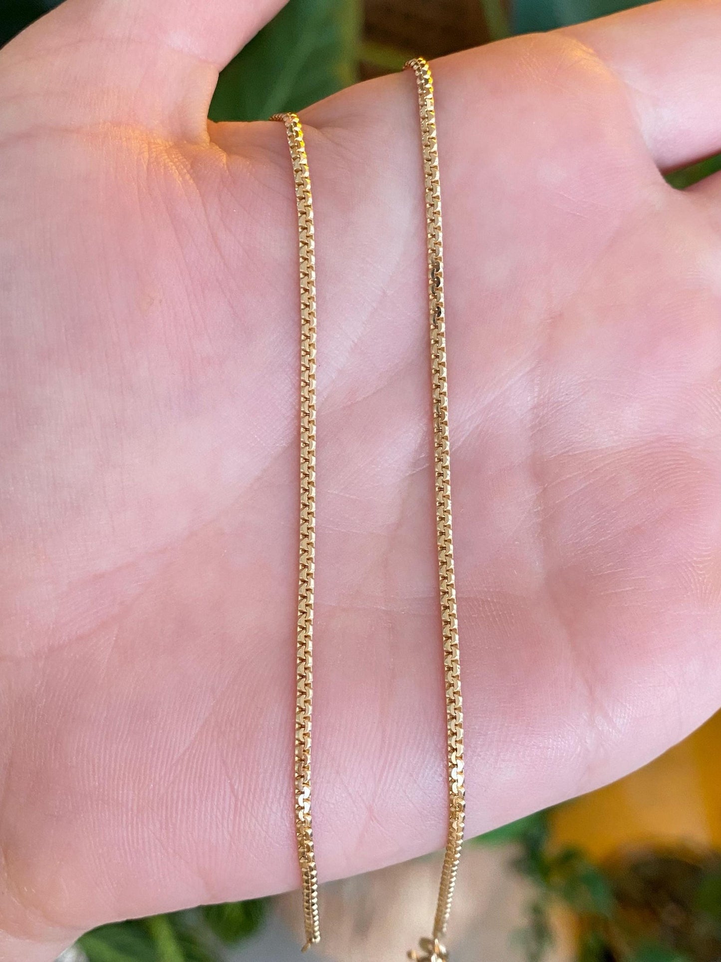 Vintage Solid 14k Yellow Gold Flat Serpentine Chain Necklace - 15 inches