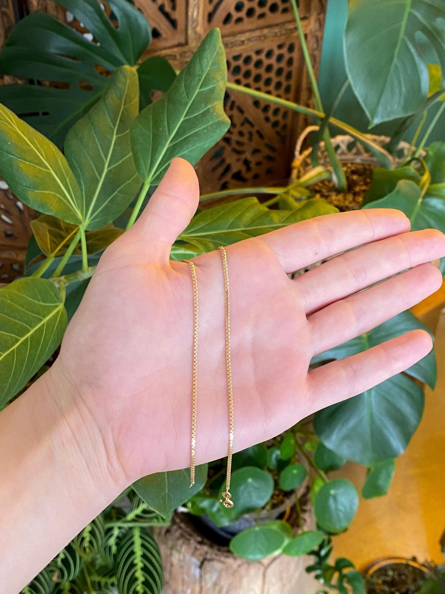 Vintage Solid 14k Yellow Gold Flat Serpentine Chain Necklace - 15 inches
