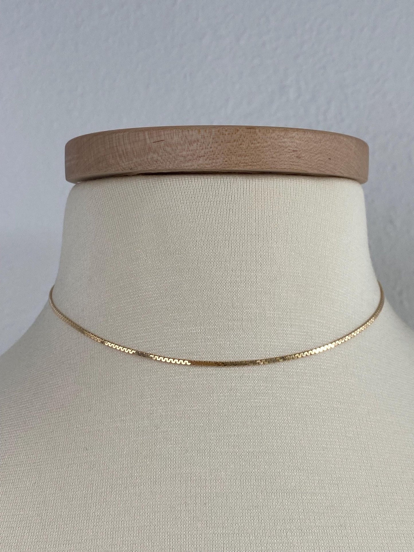 Vintage Solid 14k Yellow Gold Flat Serpentine Chain Necklace - 15 inches