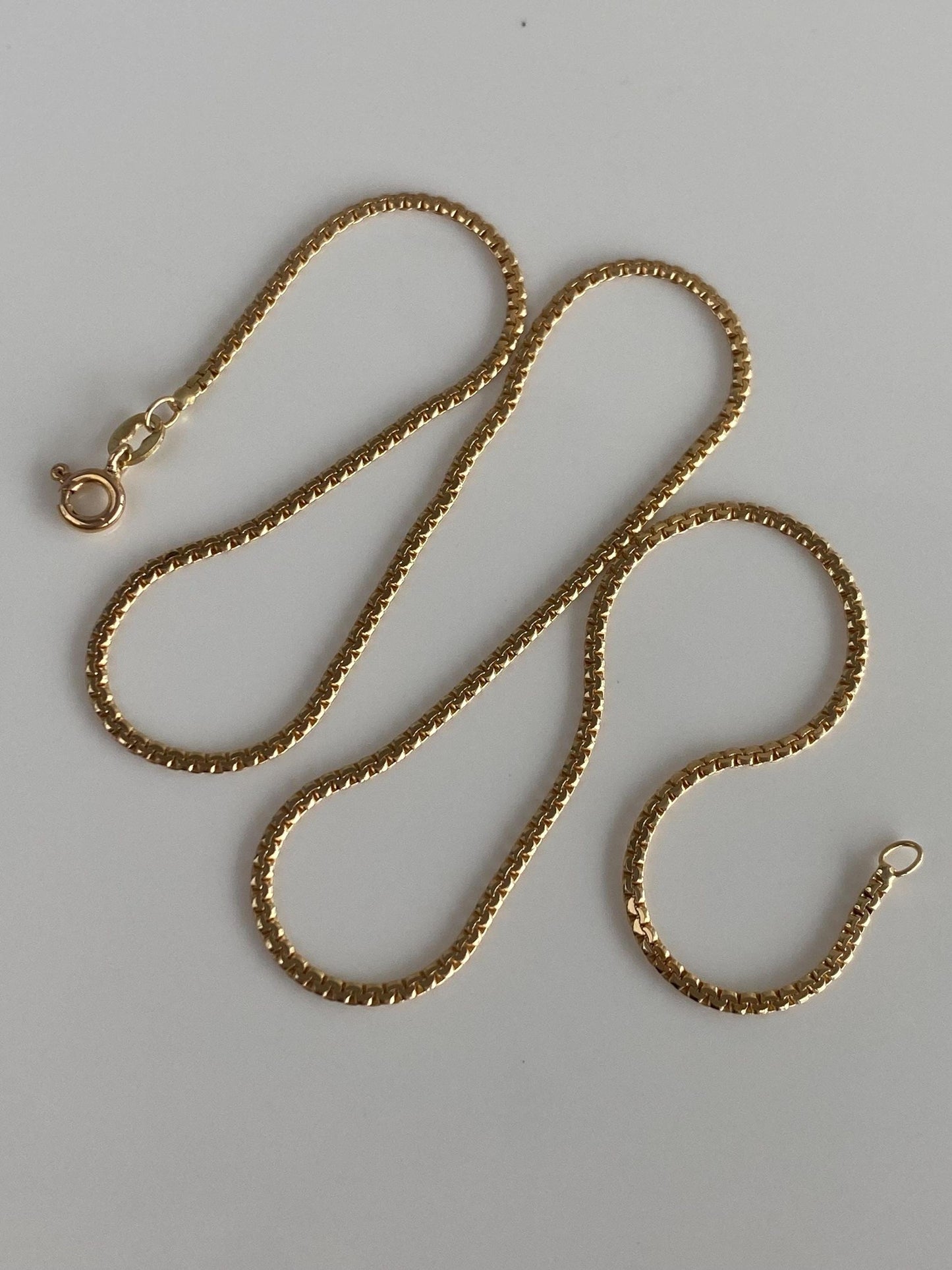 Vintage Solid 14k Yellow Gold Flat Serpentine Chain Necklace - 15 inches