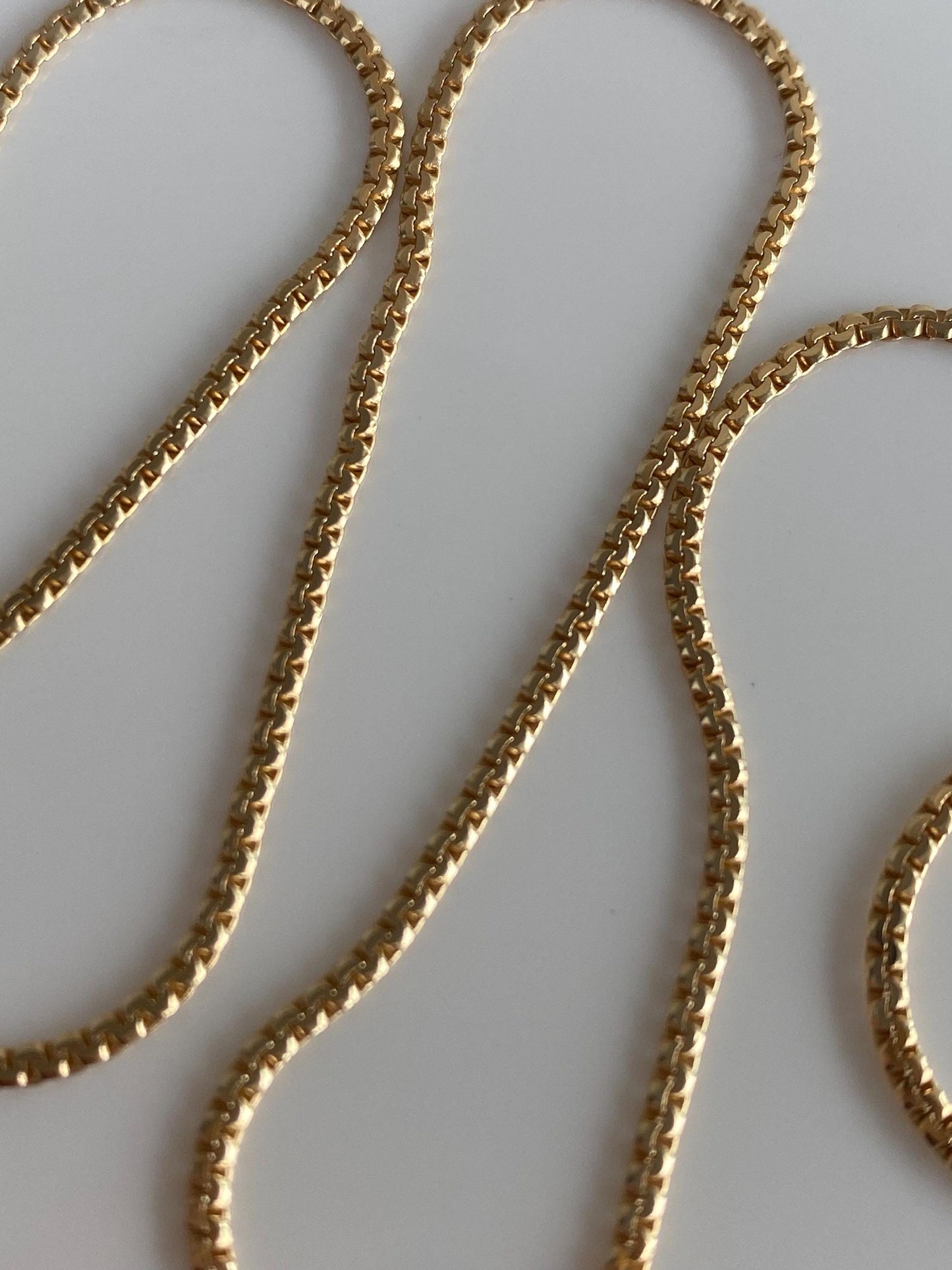 Vintage Solid 14k Yellow Gold Flat Serpentine Chain Necklace - 15 inches