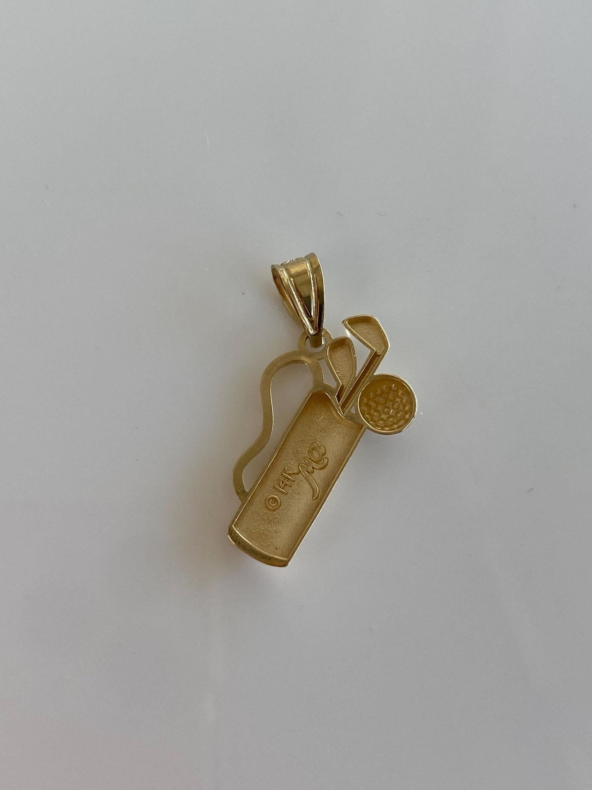 Vintage Solid 14k Yellow Gold Diamond Cut Golf Bag Charm