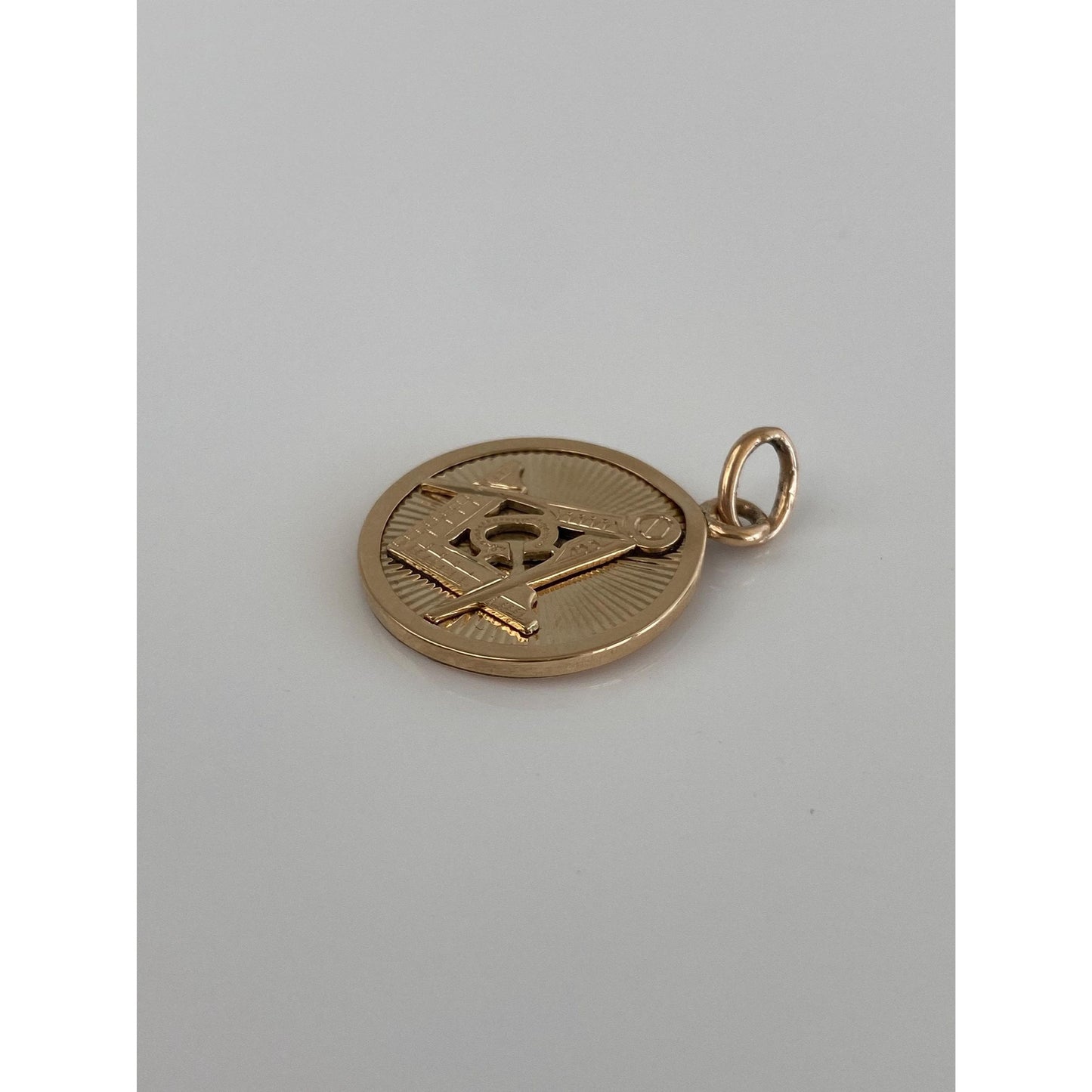 Vintage Solid 10k Yellow Gold Engine Turned Freemason Charm