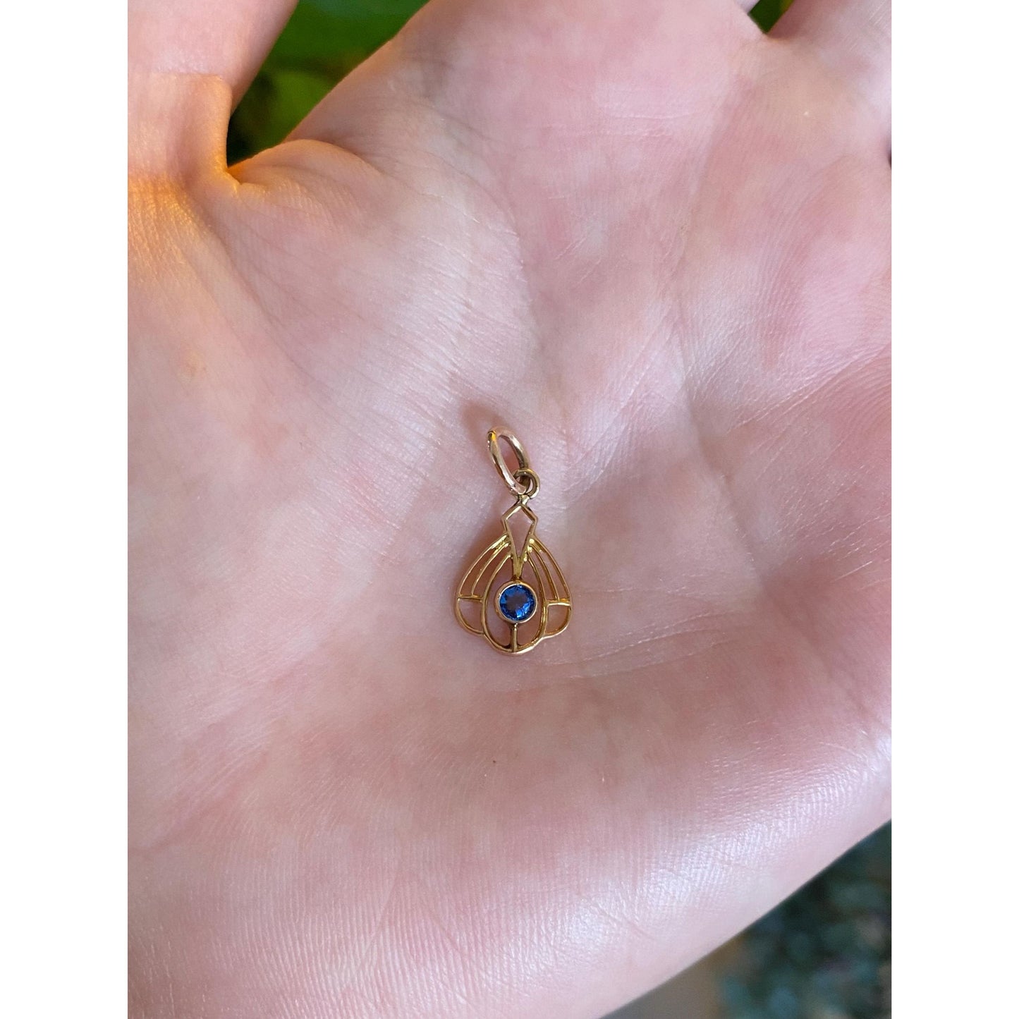 Vintage Solid 10k Yellow Gold Blue Cubic Zirconia Stick Pin Conversion Charm