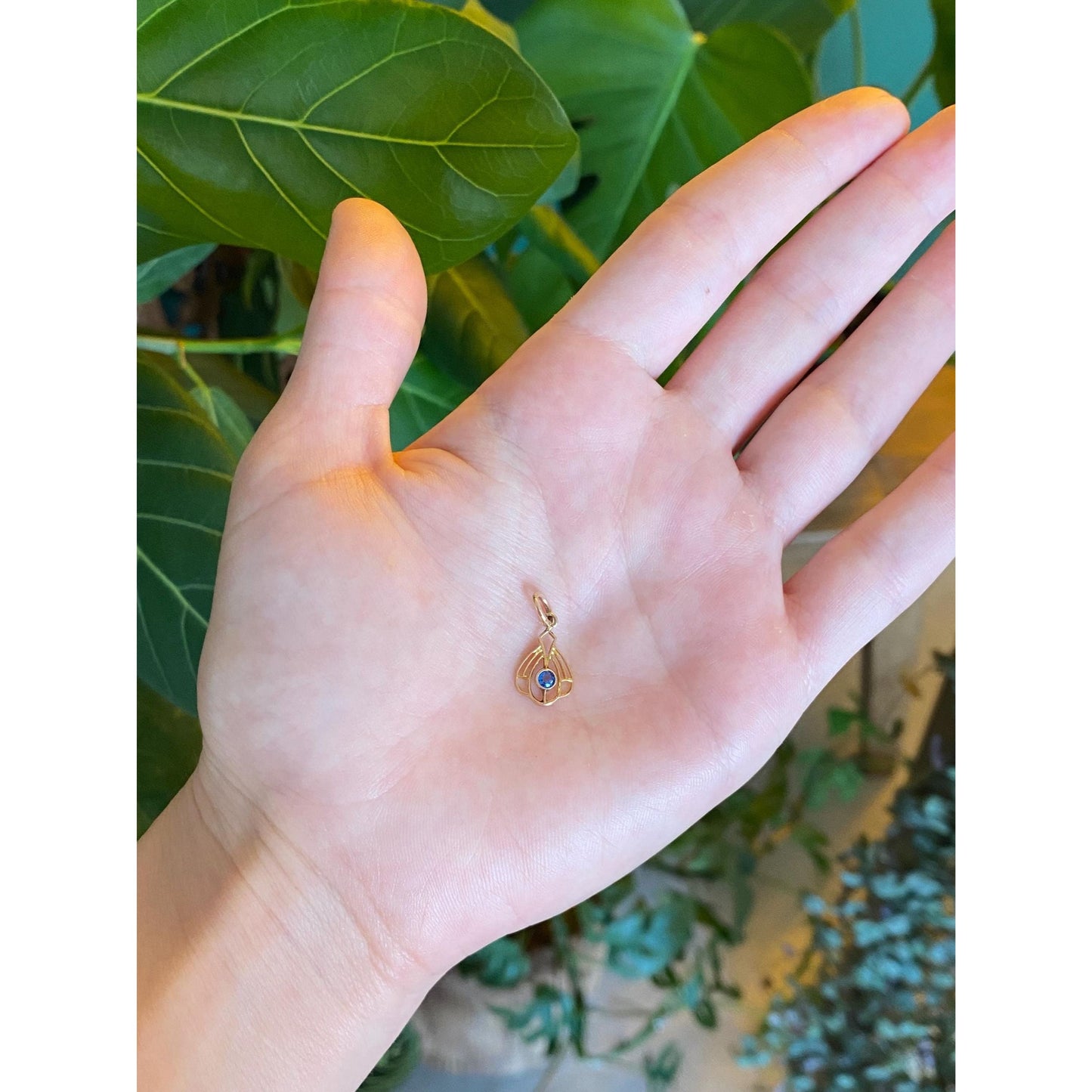 Vintage Solid 10k Yellow Gold Blue Cubic Zirconia Stick Pin Conversion Charm