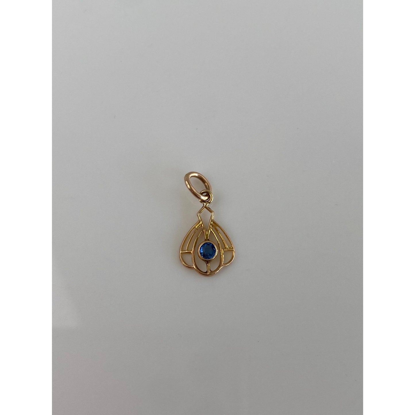 Vintage Solid 10k Yellow Gold Blue Cubic Zirconia Stick Pin Conversion Charm