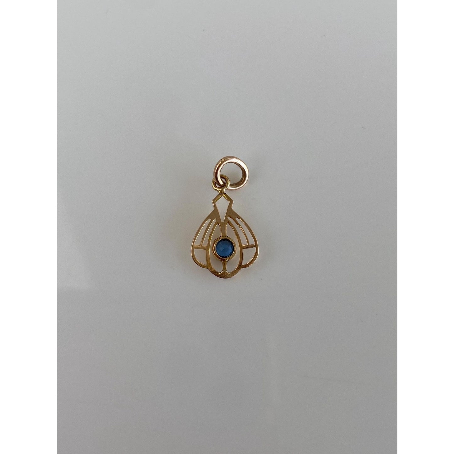 Vintage Solid 10k Yellow Gold Blue Cubic Zirconia Stick Pin Conversion Charm