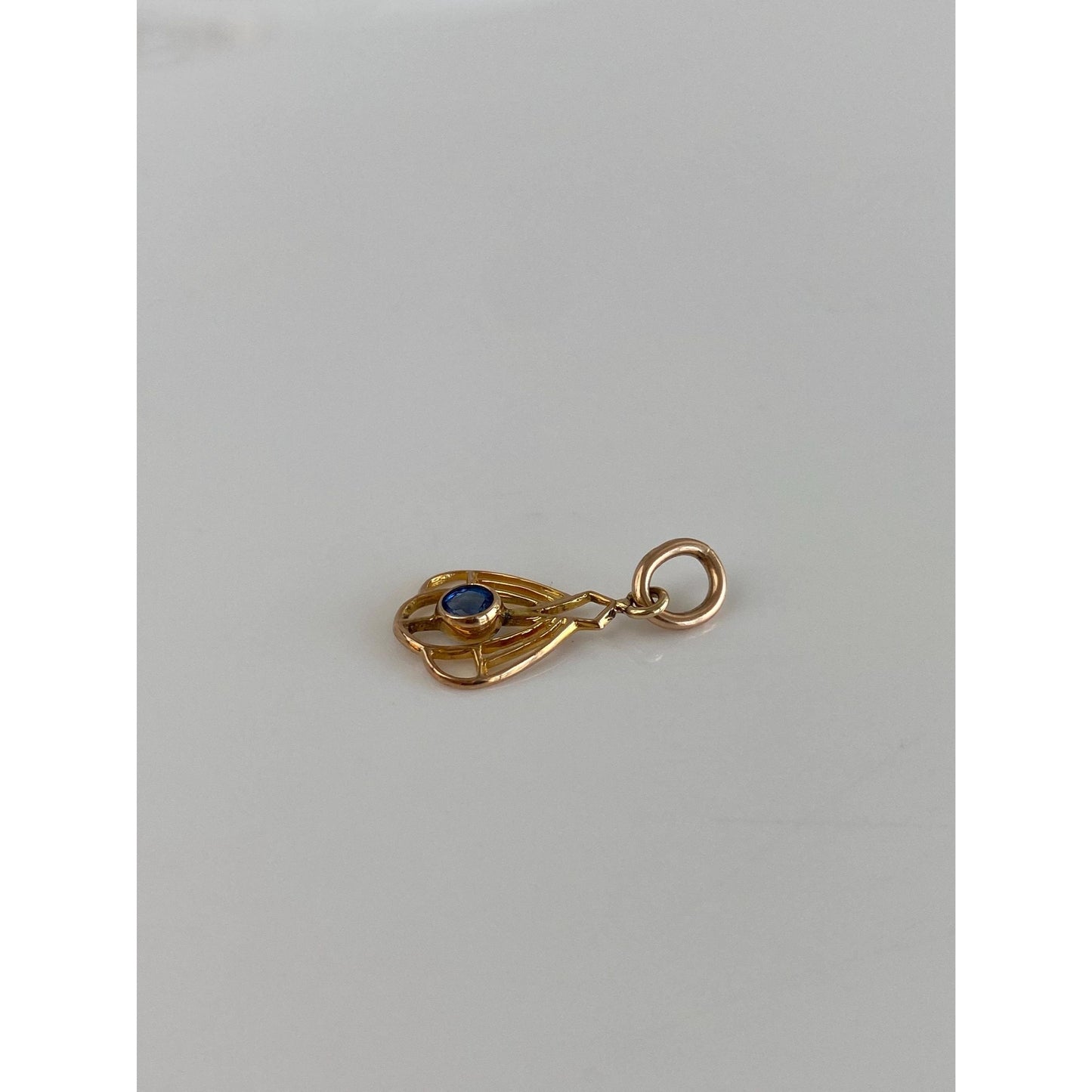 Vintage Solid 10k Yellow Gold Blue Cubic Zirconia Stick Pin Conversion Charm