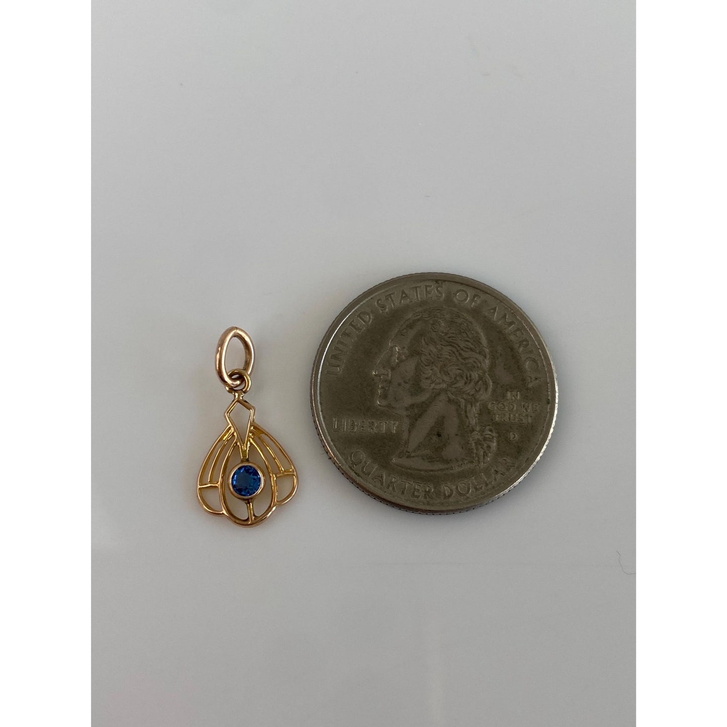 Vintage Solid 10k Yellow Gold Blue Cubic Zirconia Stick Pin Conversion Charm