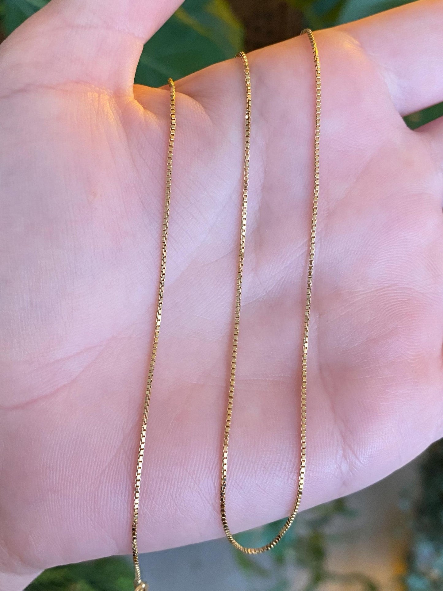 Vintage Solid 18k Yellow Gold Box Chain Necklace - 16 inches