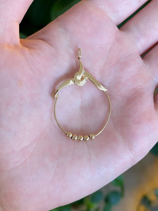 Vintage Solid 14k Yellow Gold Charm Holder w/ 14k Gold Spacer Beads Charm